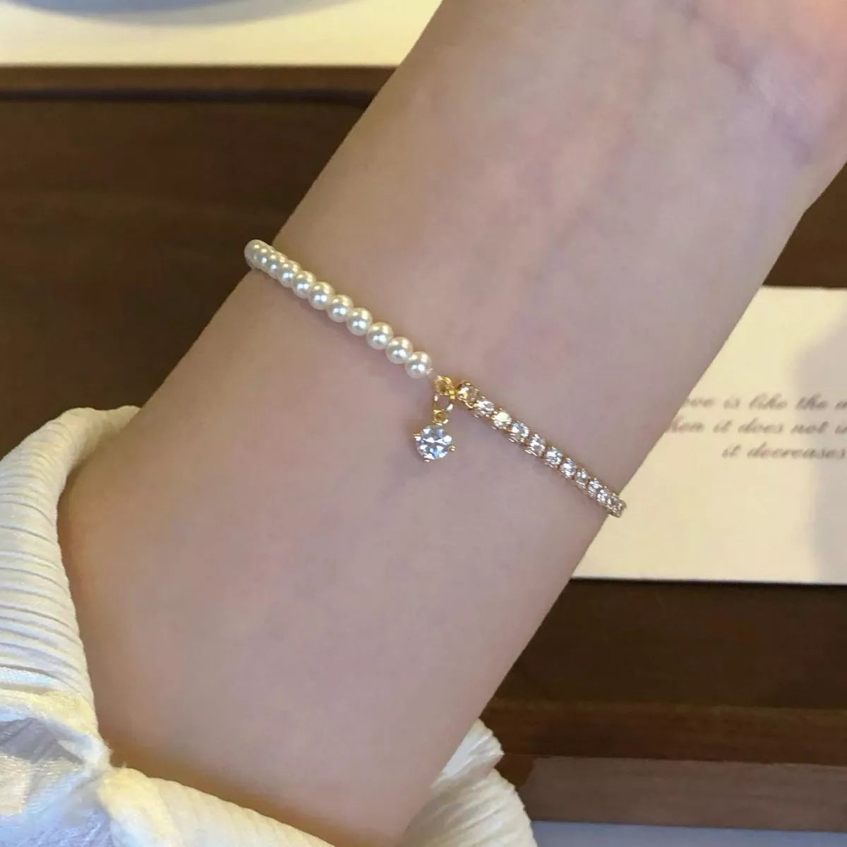 Pearl & Zircon Accent Bracelet