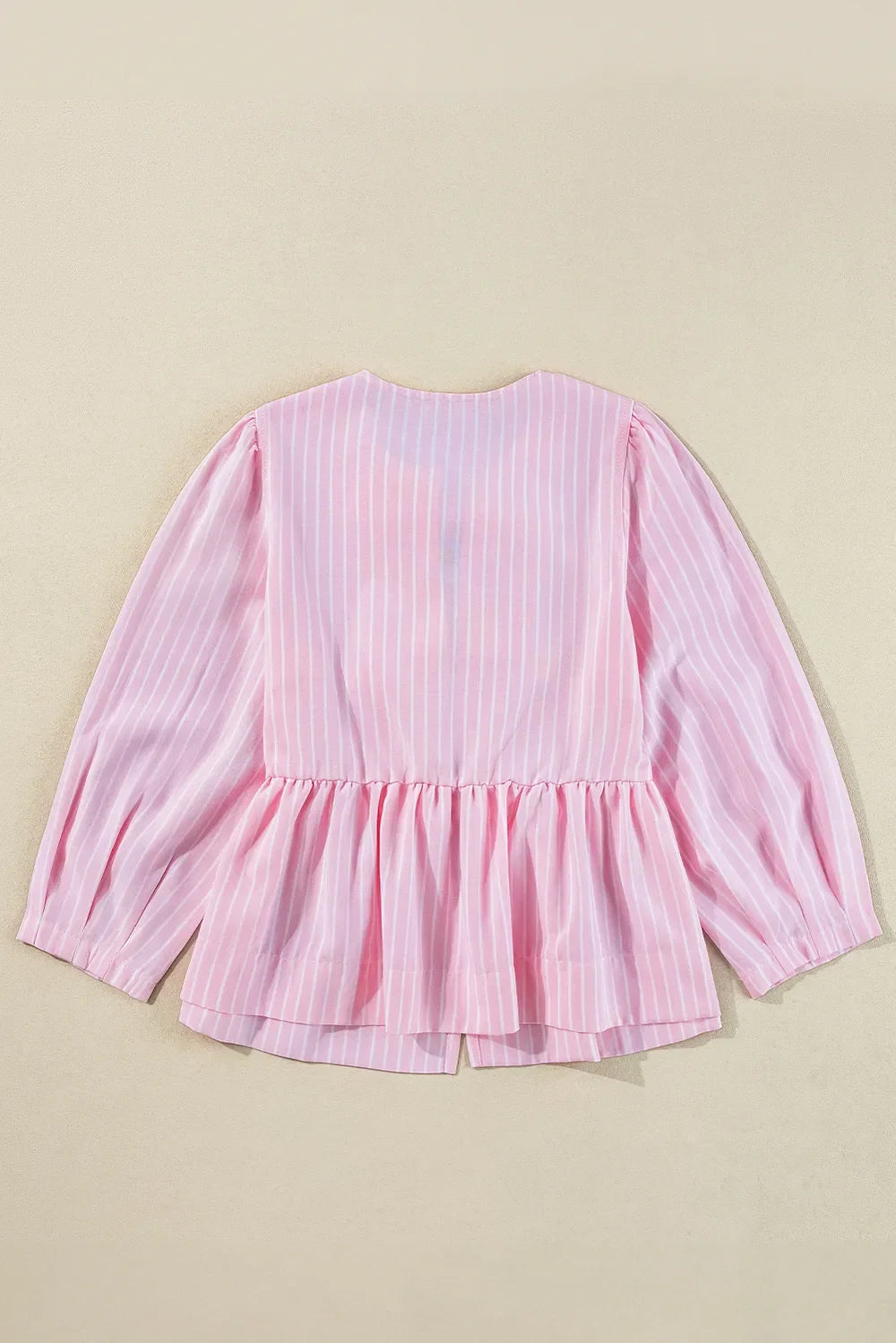 Tied Bow Striped Round Neck Blouse
