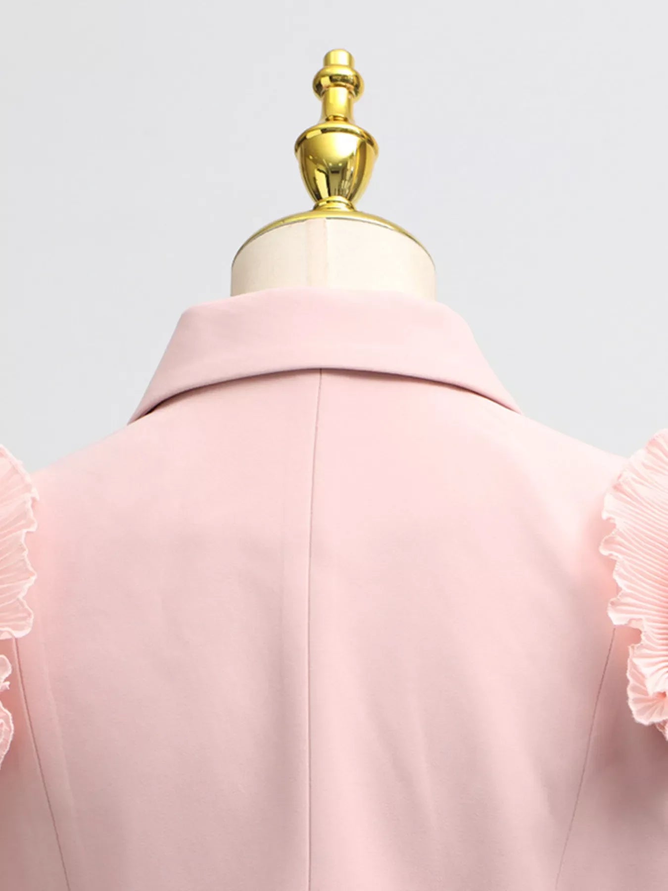 Frill Lapel Collar Top and Pleated Skirt Set