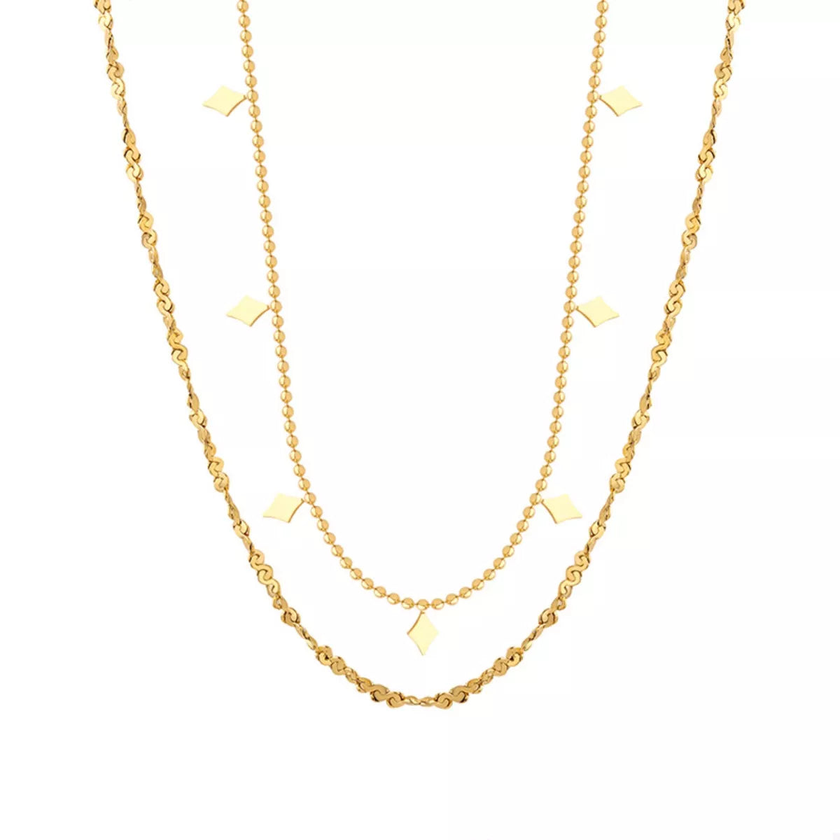 18K Gold-Plated Titanium Steel Layered Necklace