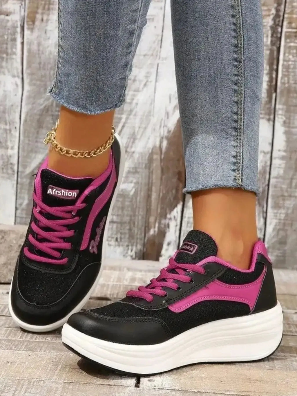 Breathable Lace Up Contrast Mesh Athletic
