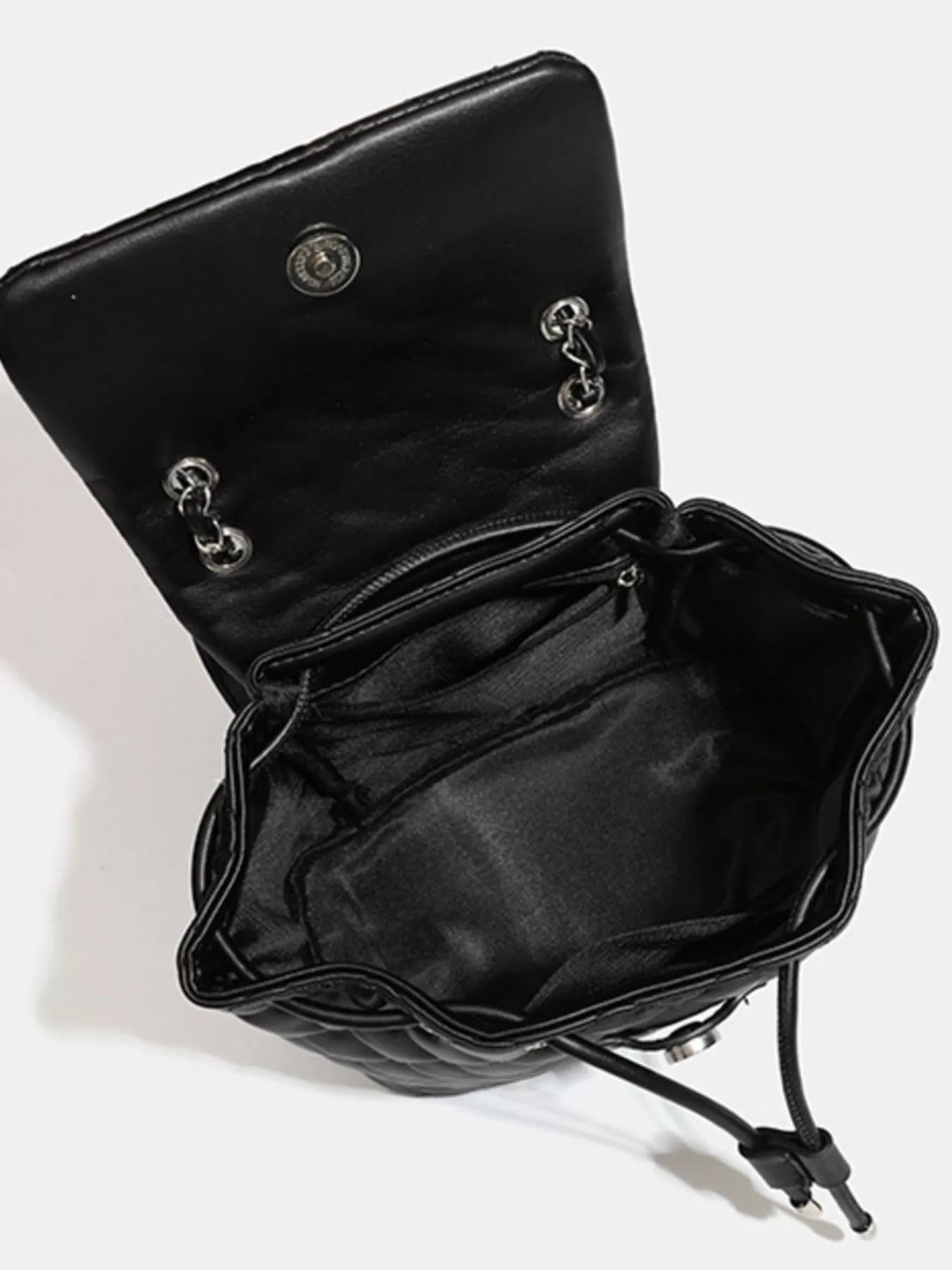 Quilted Chain Flap Backpack Bag