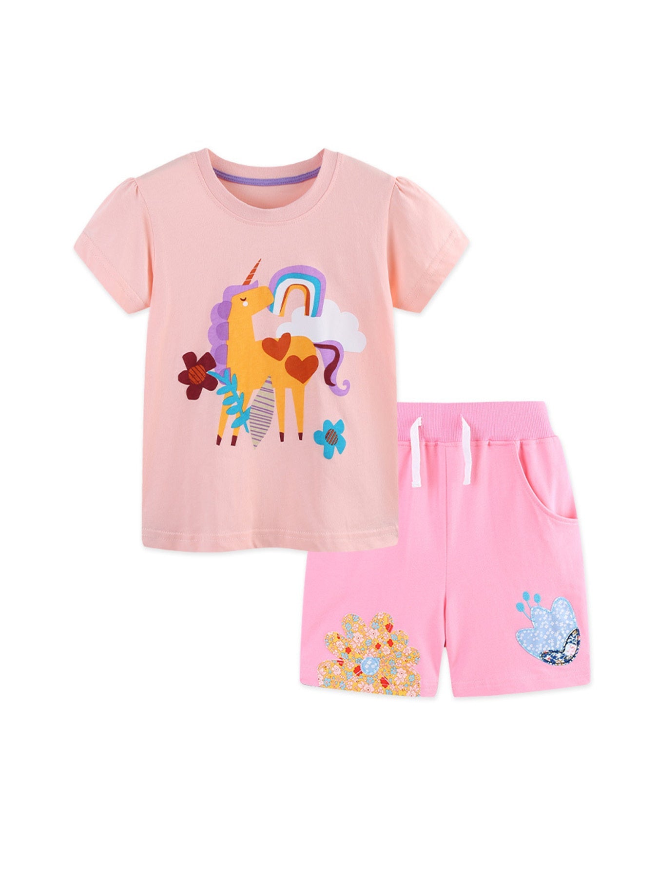 Children's Unicorn Graphic Tee and Shorts Set