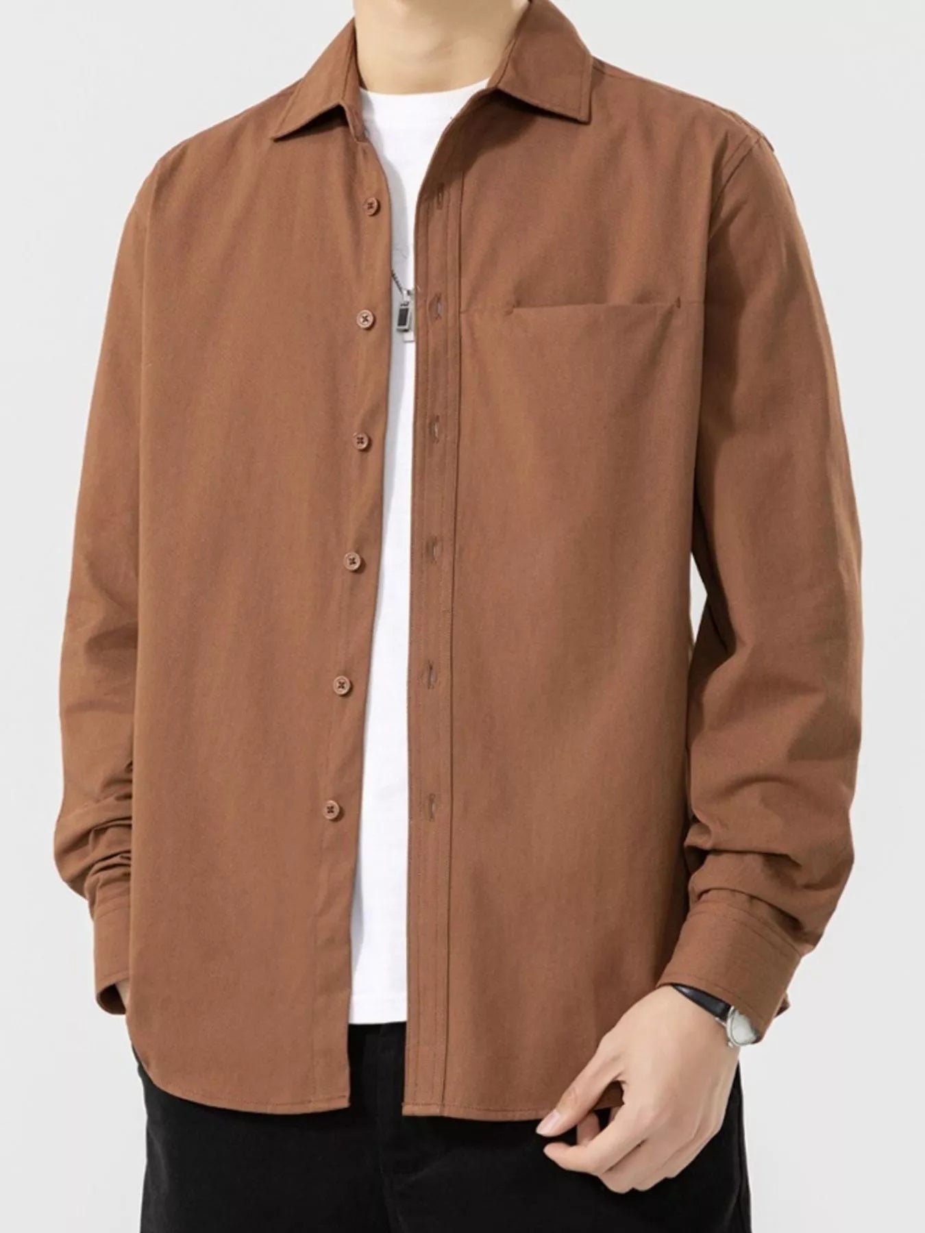 Men's Plus Size Button Up Long Sleeve Shirt
