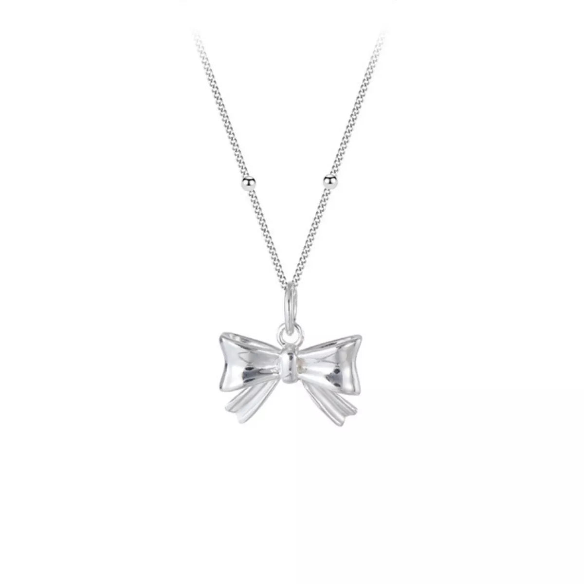 925 Sterling Silver Bow Necklace