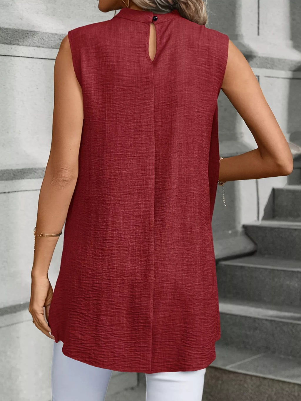 Mock Neck Sleeveless Top
