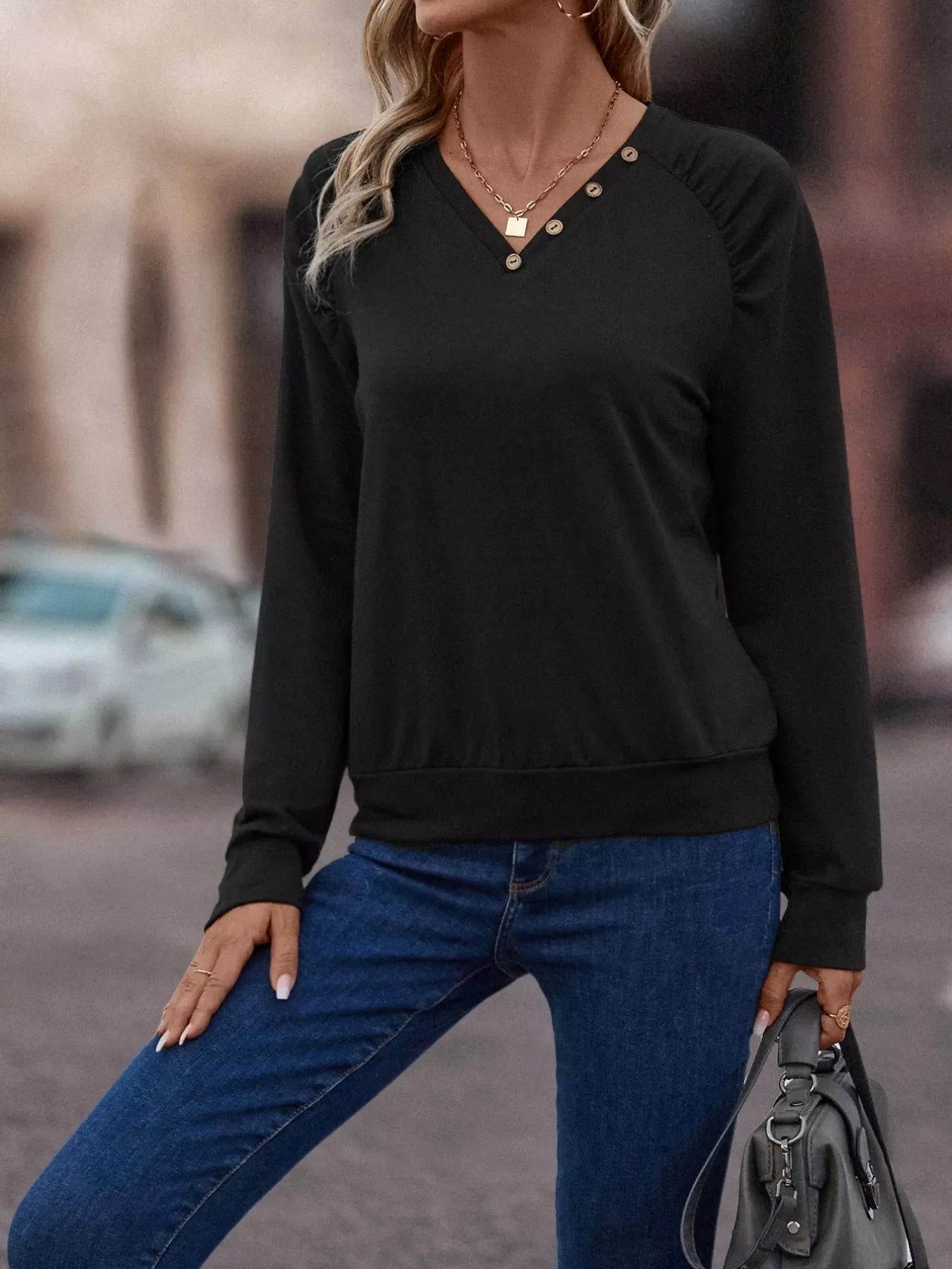 V-Neck Long Sleeve T-Shirt