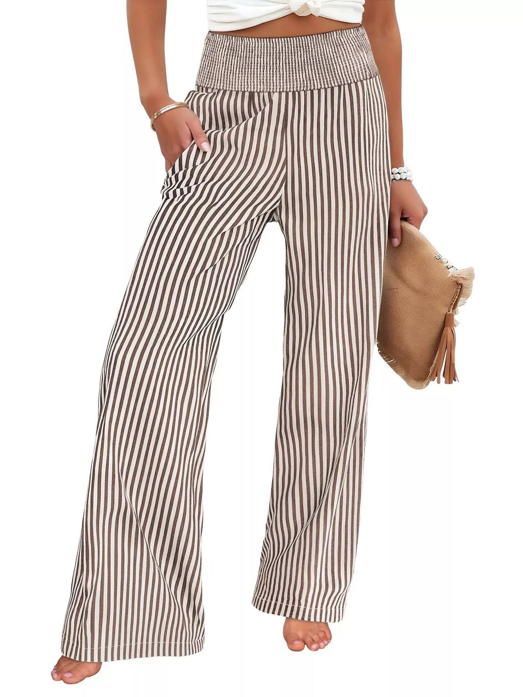 Striped Wide-Leg Pants