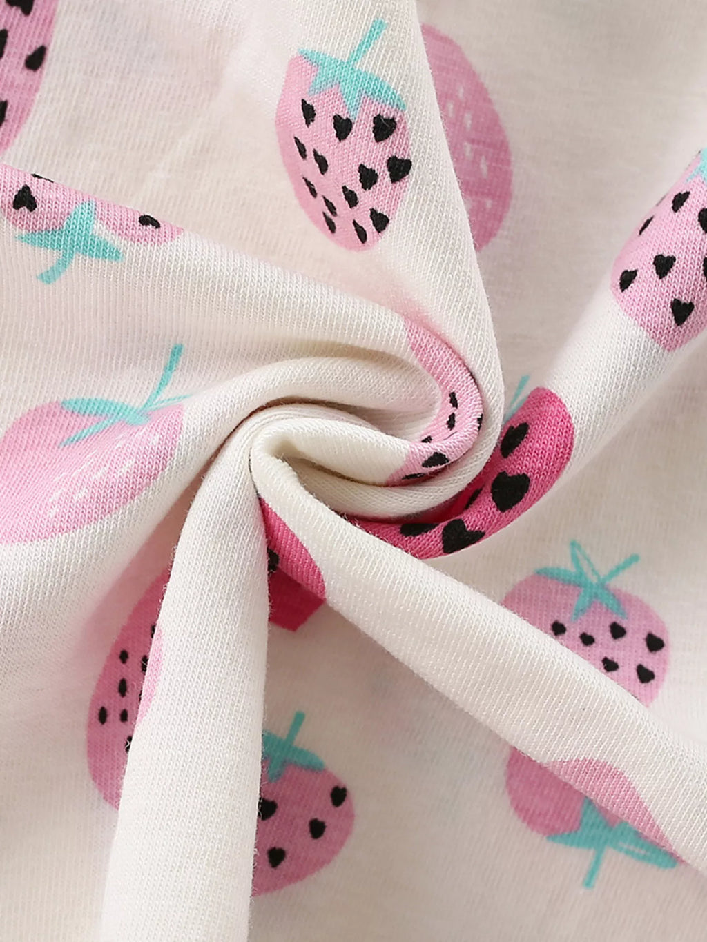 Children's Strawberry Print Ruffle Sleeve Casual Dress