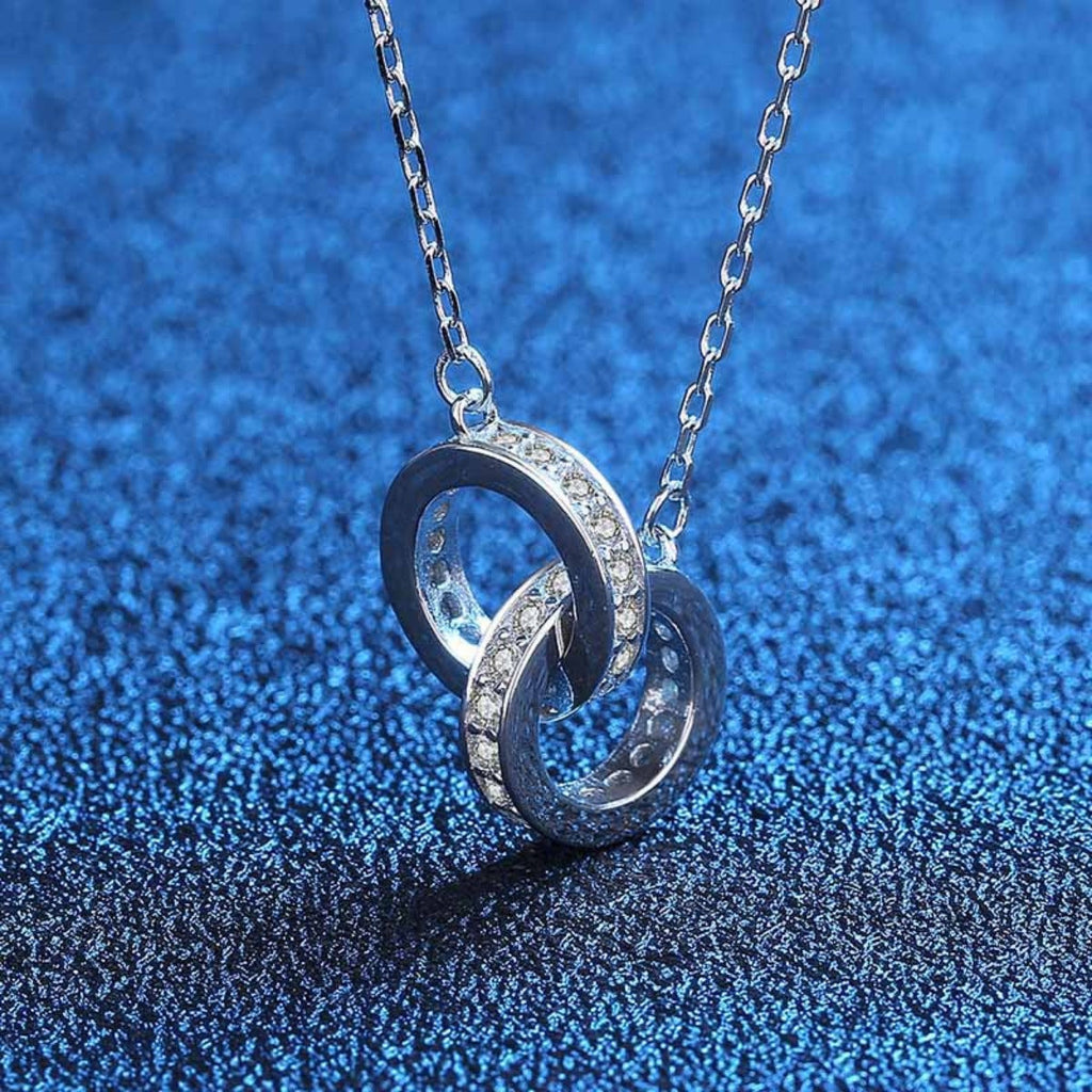 925 Sterling Silver Double Circle Pendant Necklace