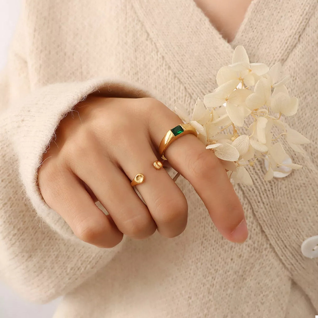 18K Gold-Plated Titanium Steel Zircon Ring