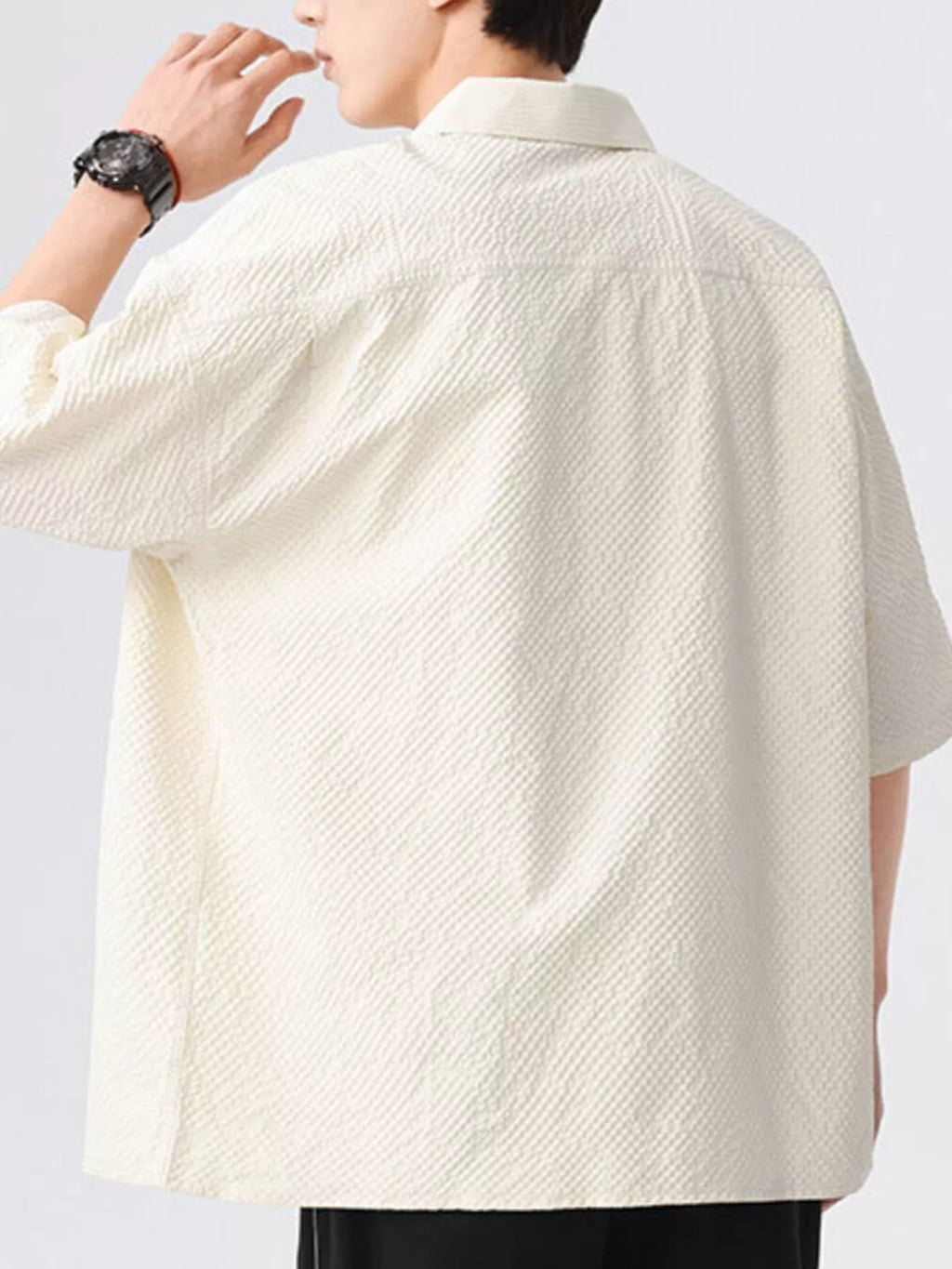 Men's Full Size Textured Short-Sleeve Shirt Plus Size