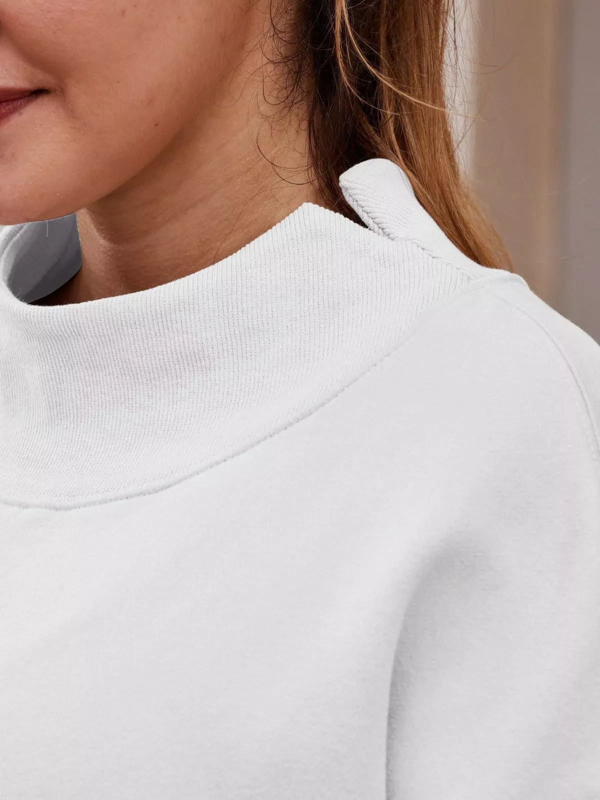 Mock Neck Dropped Shoulder Sweatshirt