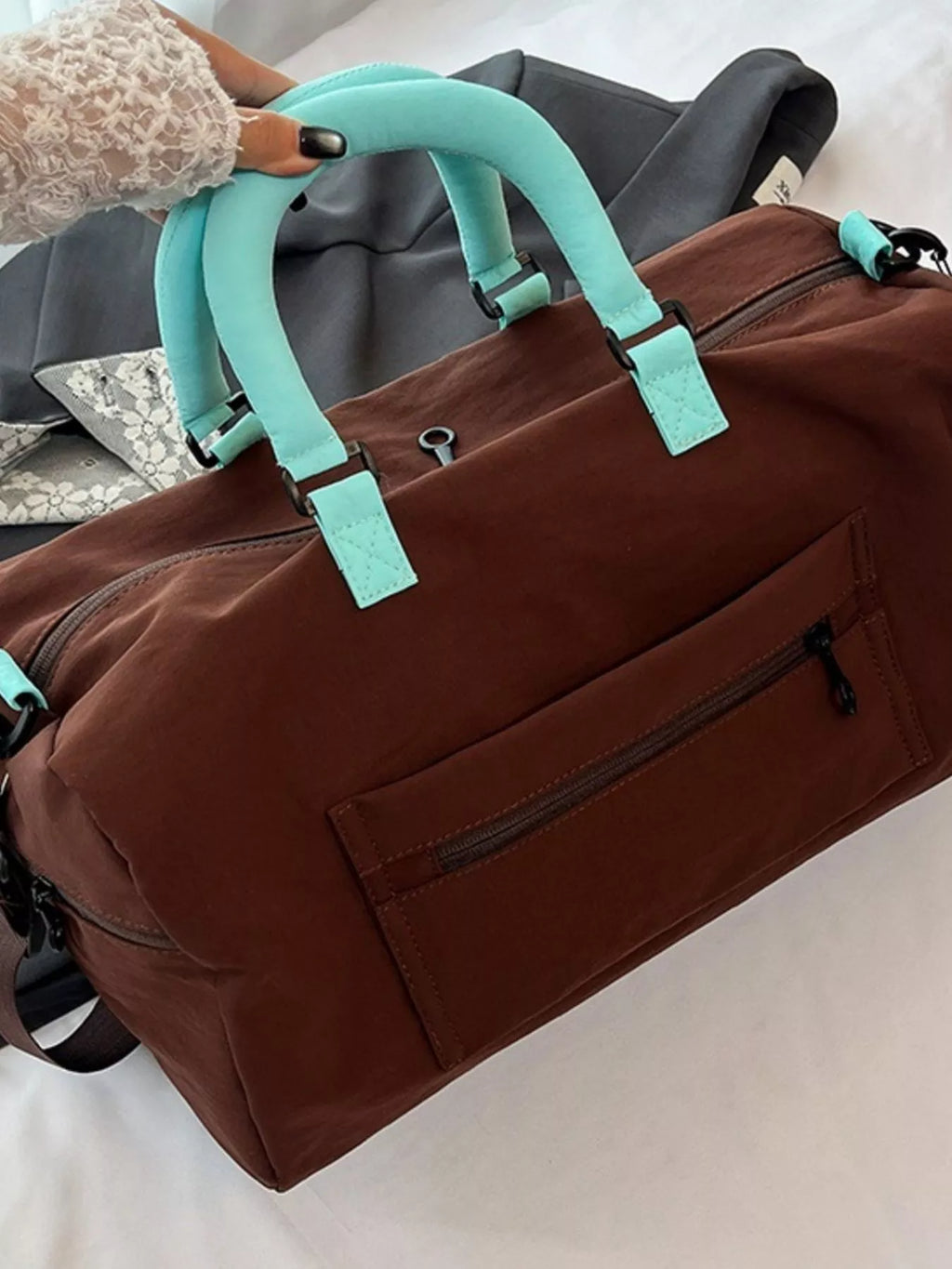 Plaid Oxford Sloth Travel Bag