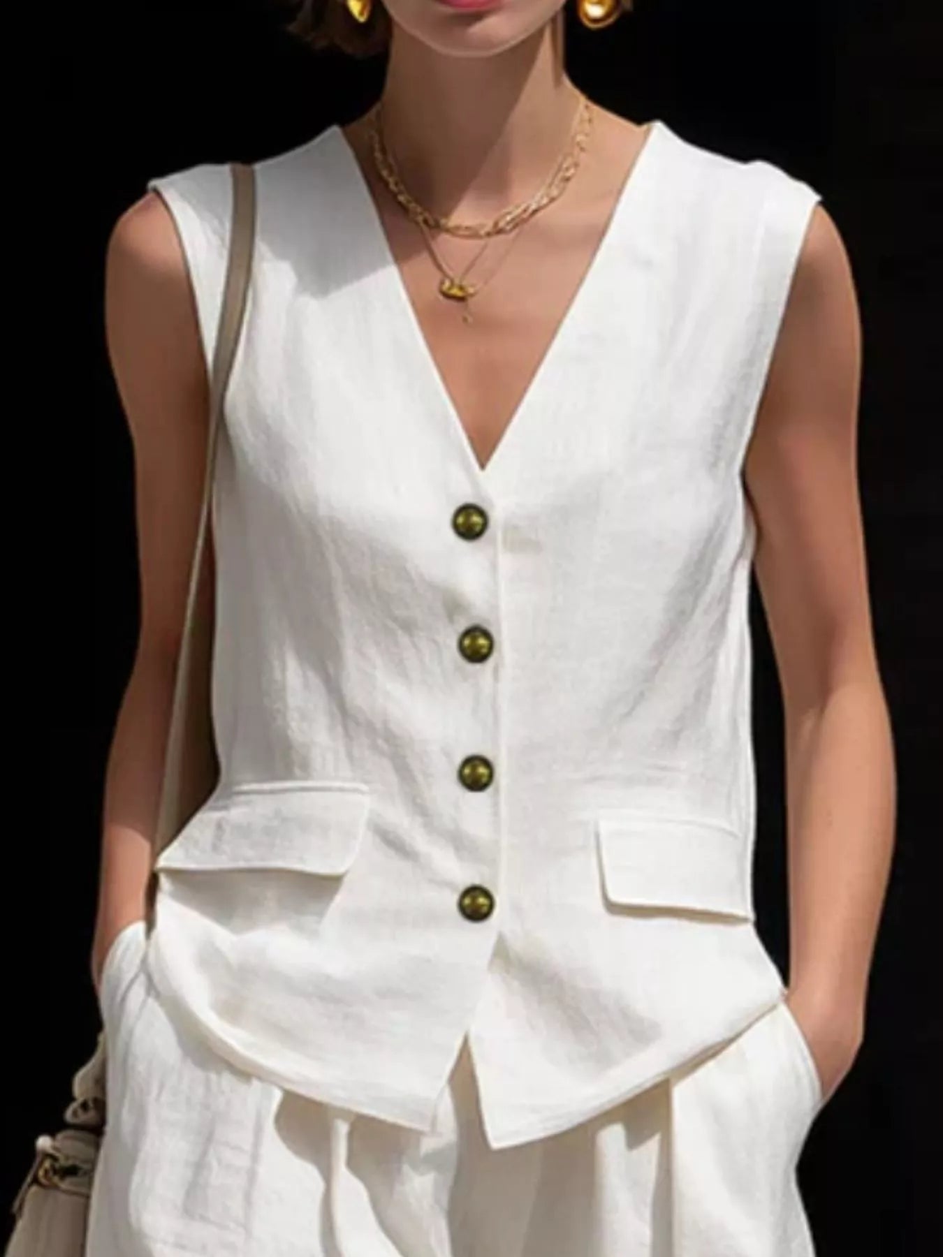 Full Size Sleeveless Vest and Shorts Set Plus Size