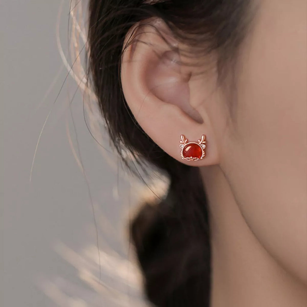 925 Sterling Silver Deer Stud Earrings