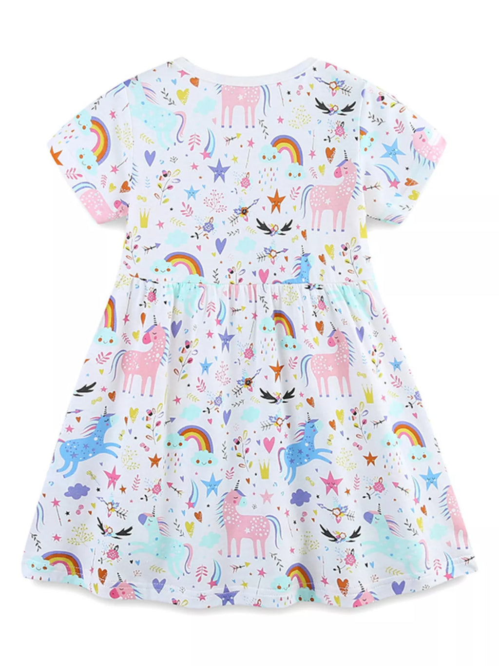 Children's Unicorn Print Short Sleeve Dress