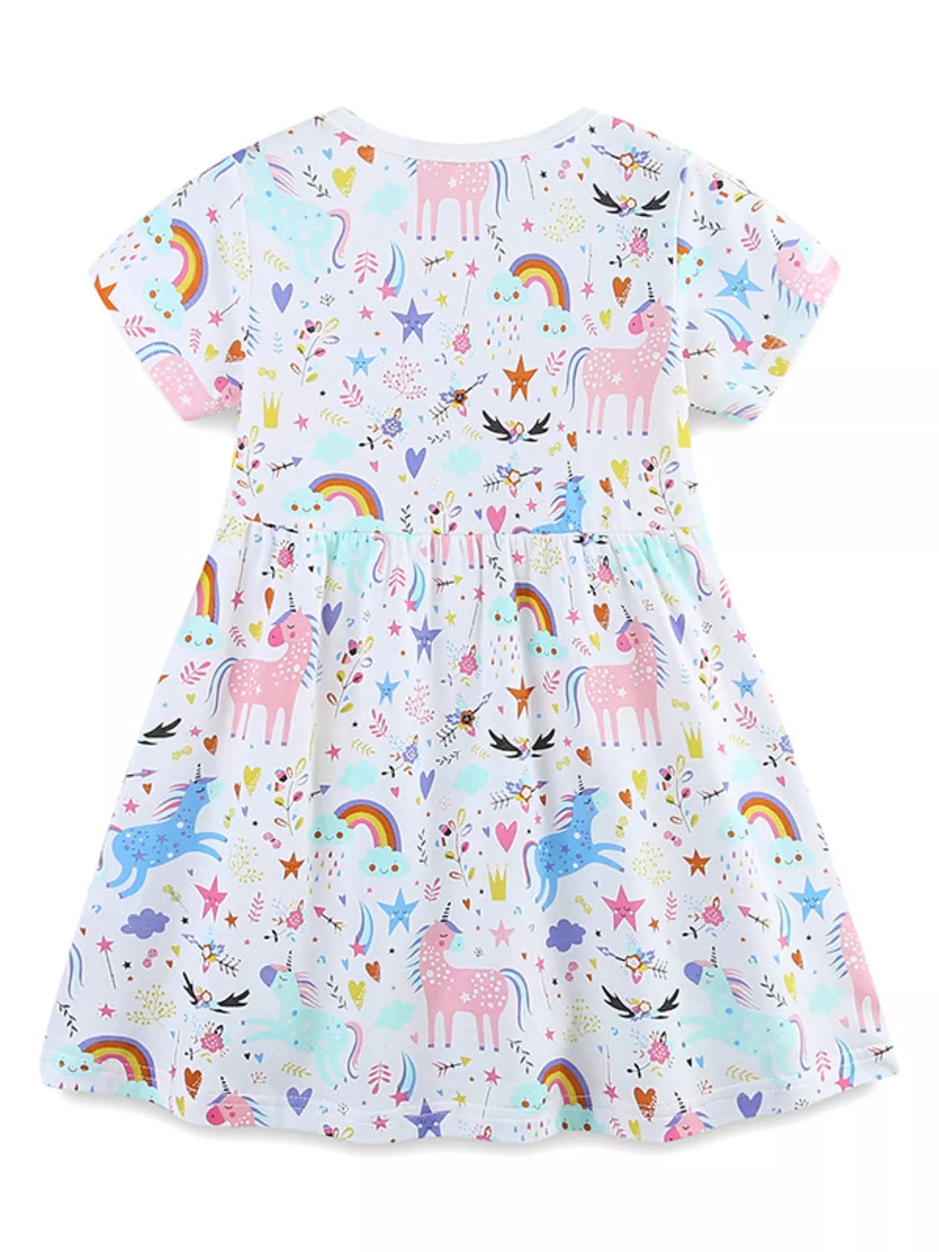 Children's Unicorn Print Short Sleeve Dress