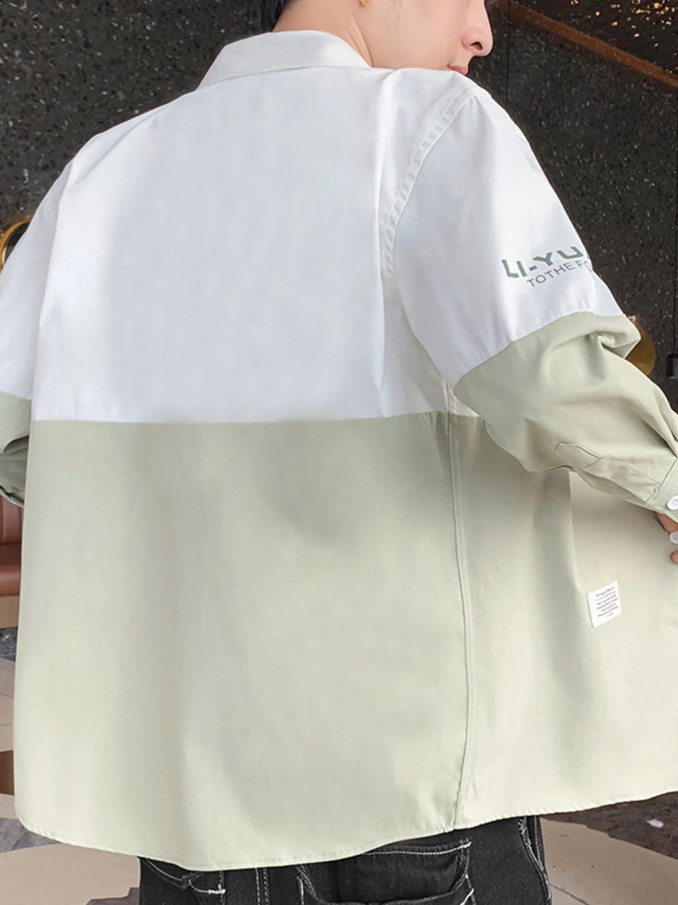 Men's Plus Size Two-Tone Casual Button-Down Shirt