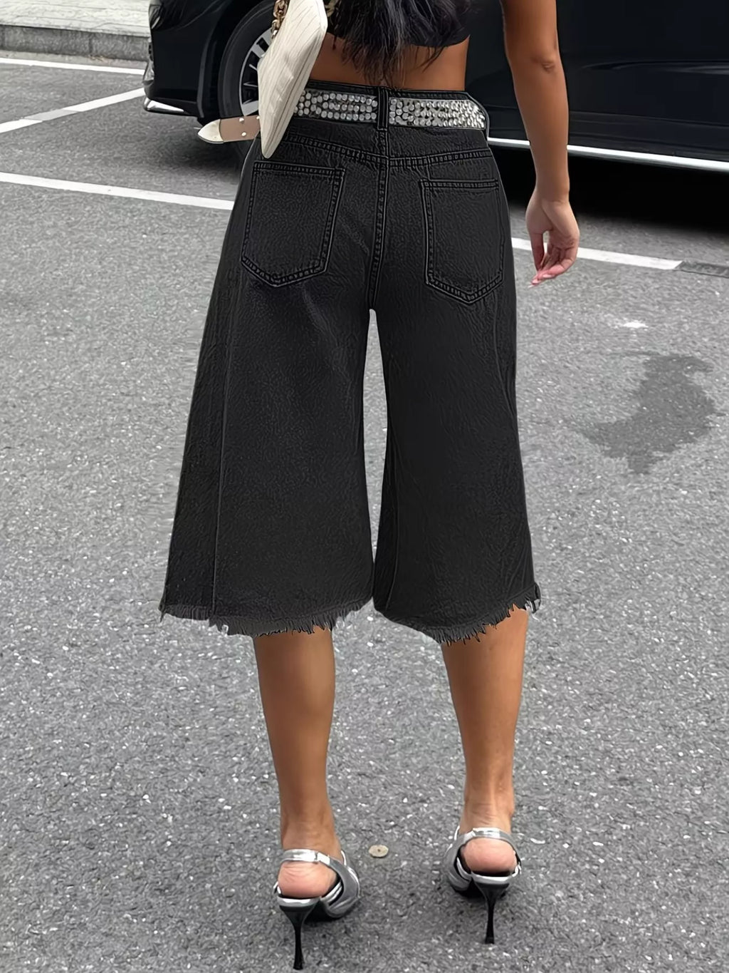 Raw Hem Distressed Denim Shorts