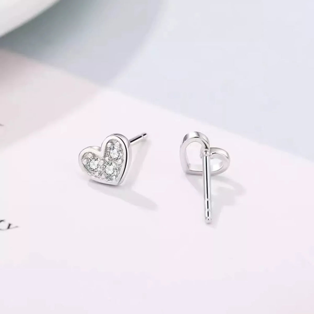 925 Sterling Silver Heart Stud Earrings