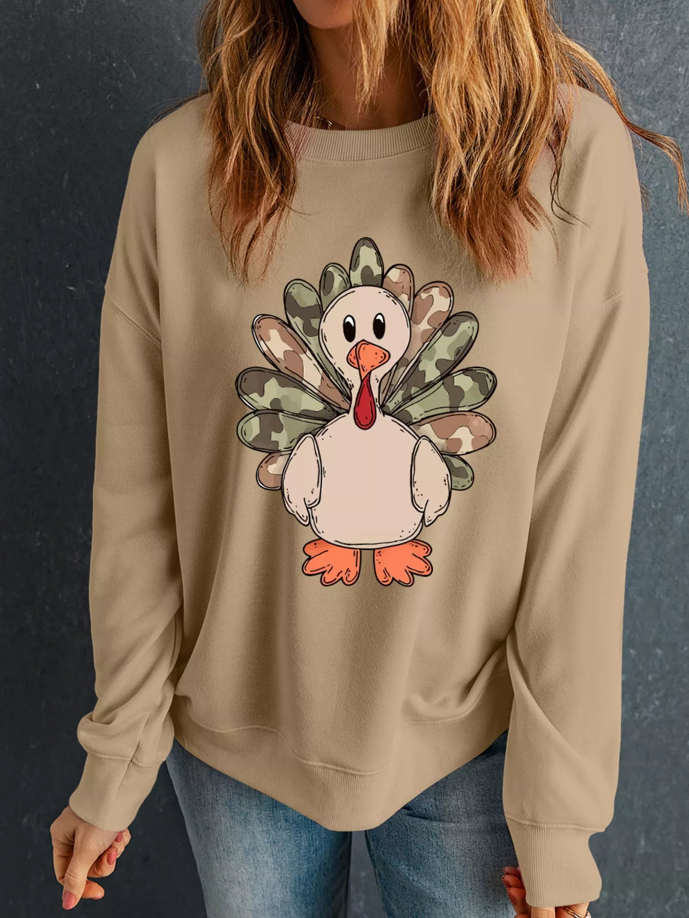 Camouflage Thanksgiving Turkey Graphic Sweatshirt