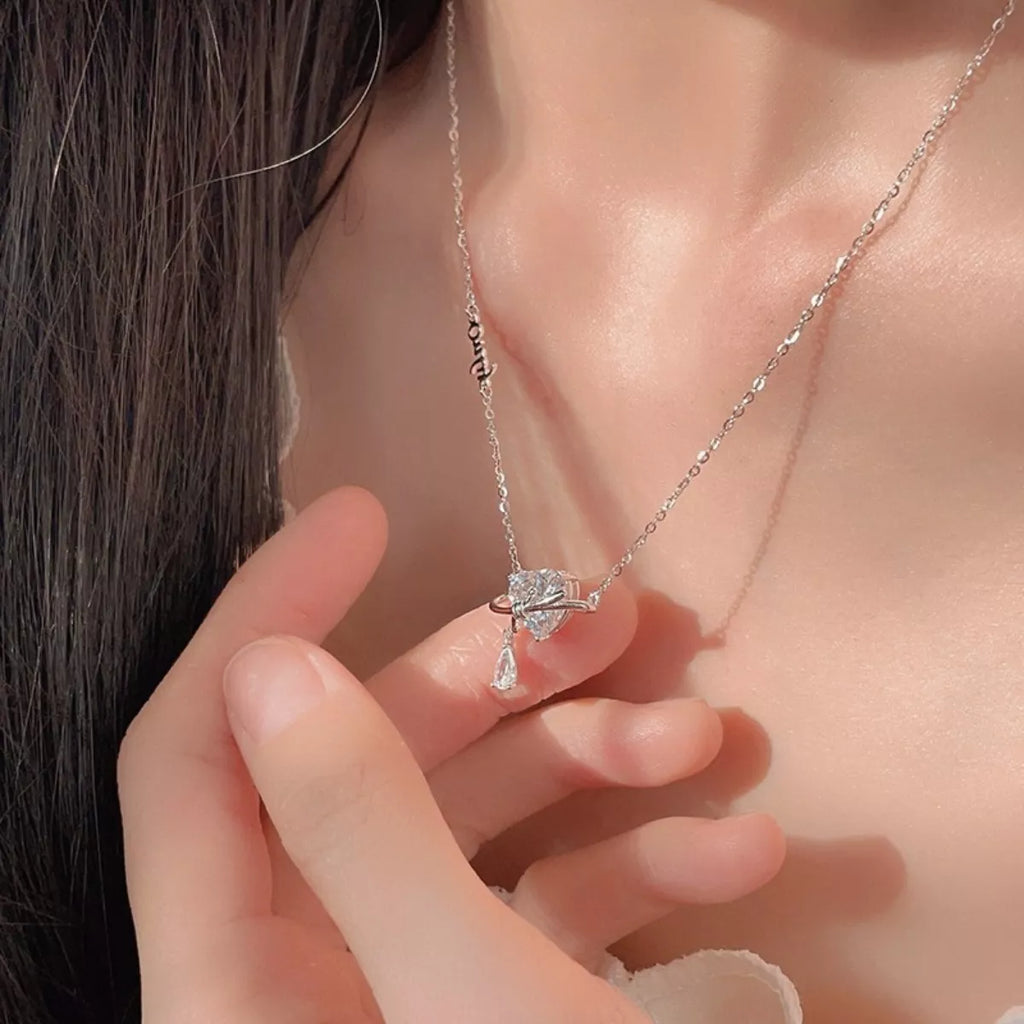 925 Sterling Silver Zircon Heart Necklace