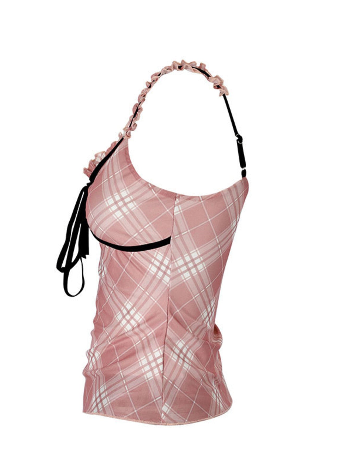 Plaid Ruffle Trim Cami