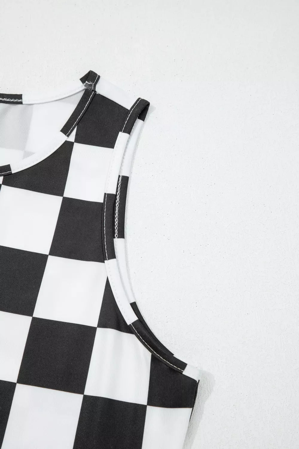 Checkerboard Printed Slim Tank Top