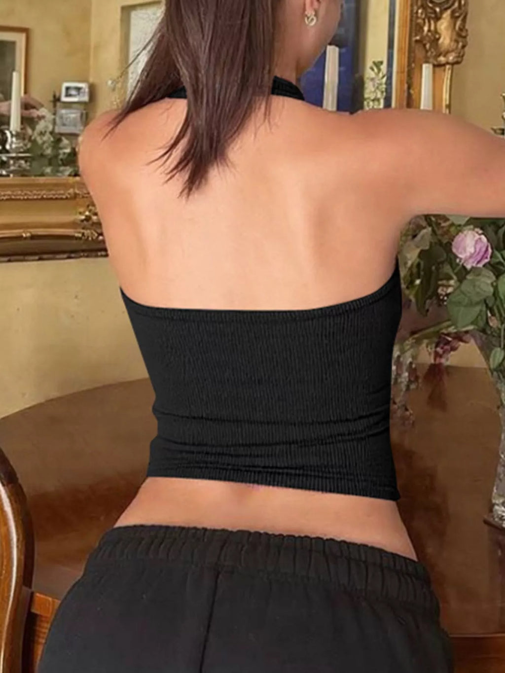 Ribbed Halter Neck Tank