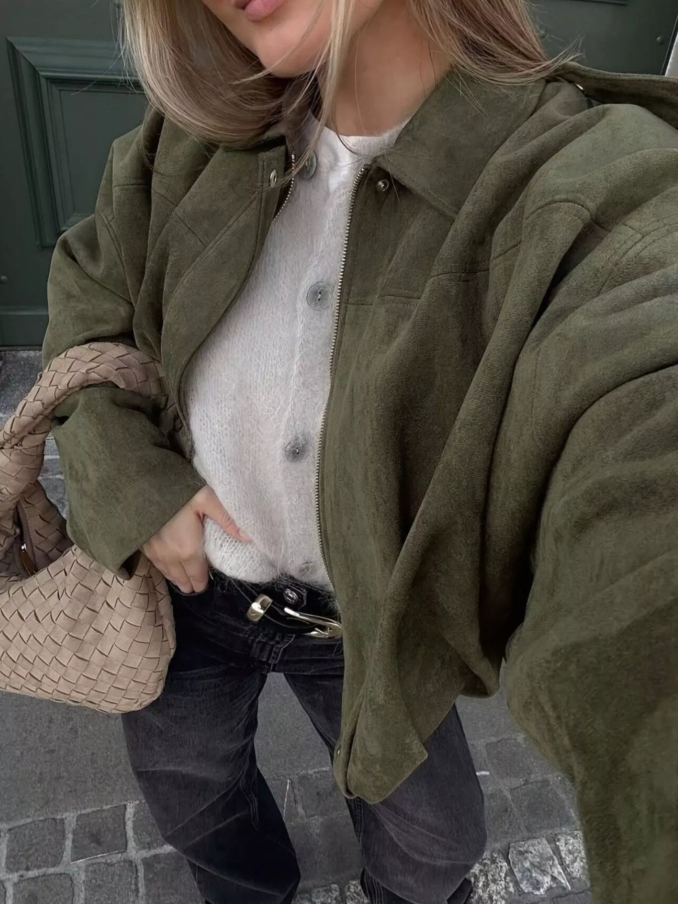 Zip Up Dropped Shoulder Jacket