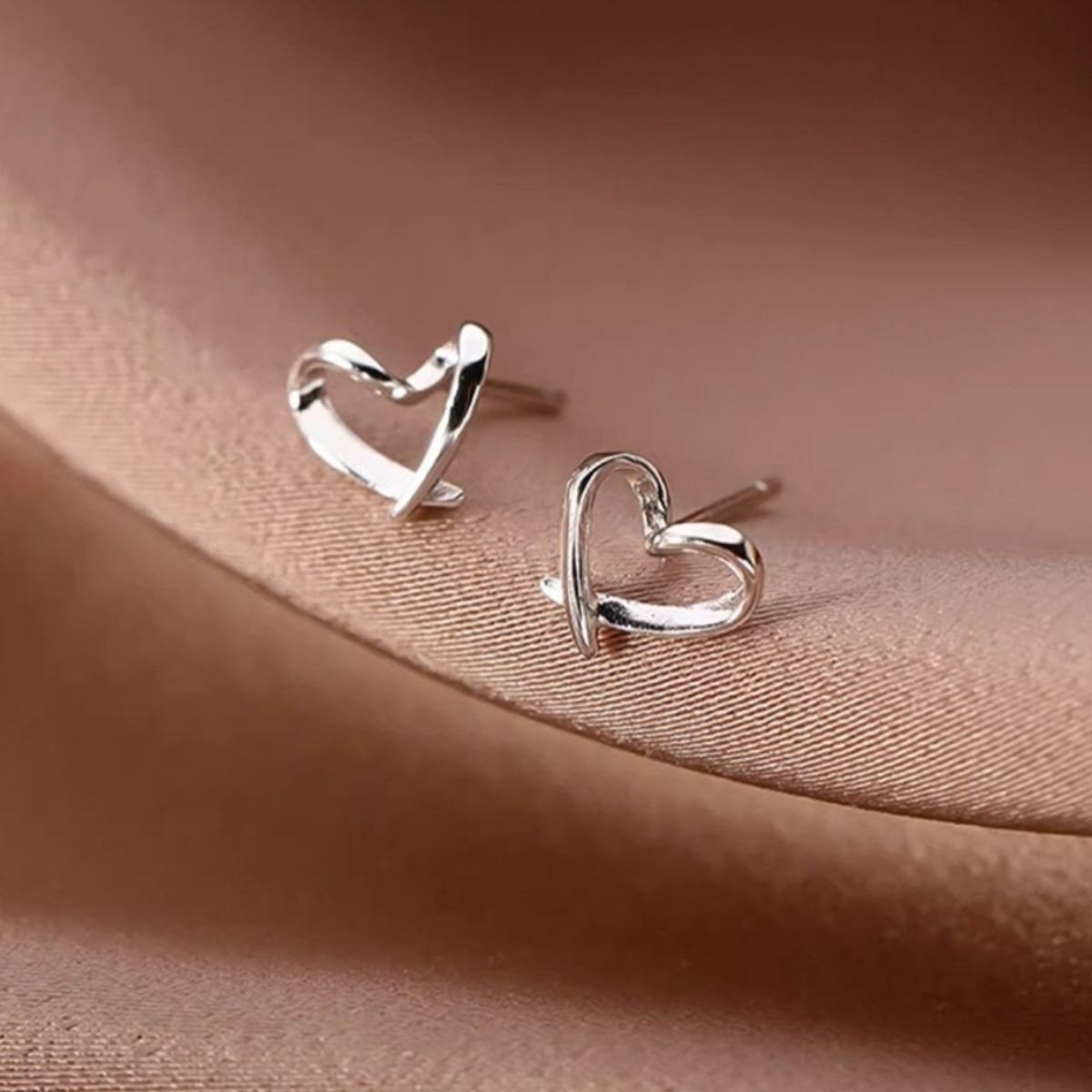 Heart-Shaped Stud Earrings