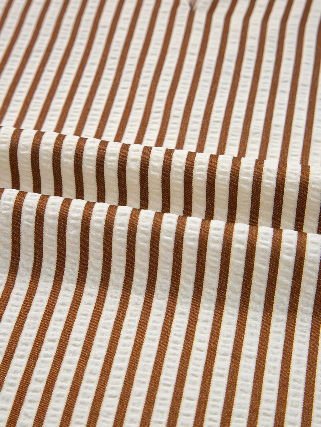Striped Ruffled Neck Blouse with Tie Sleeves