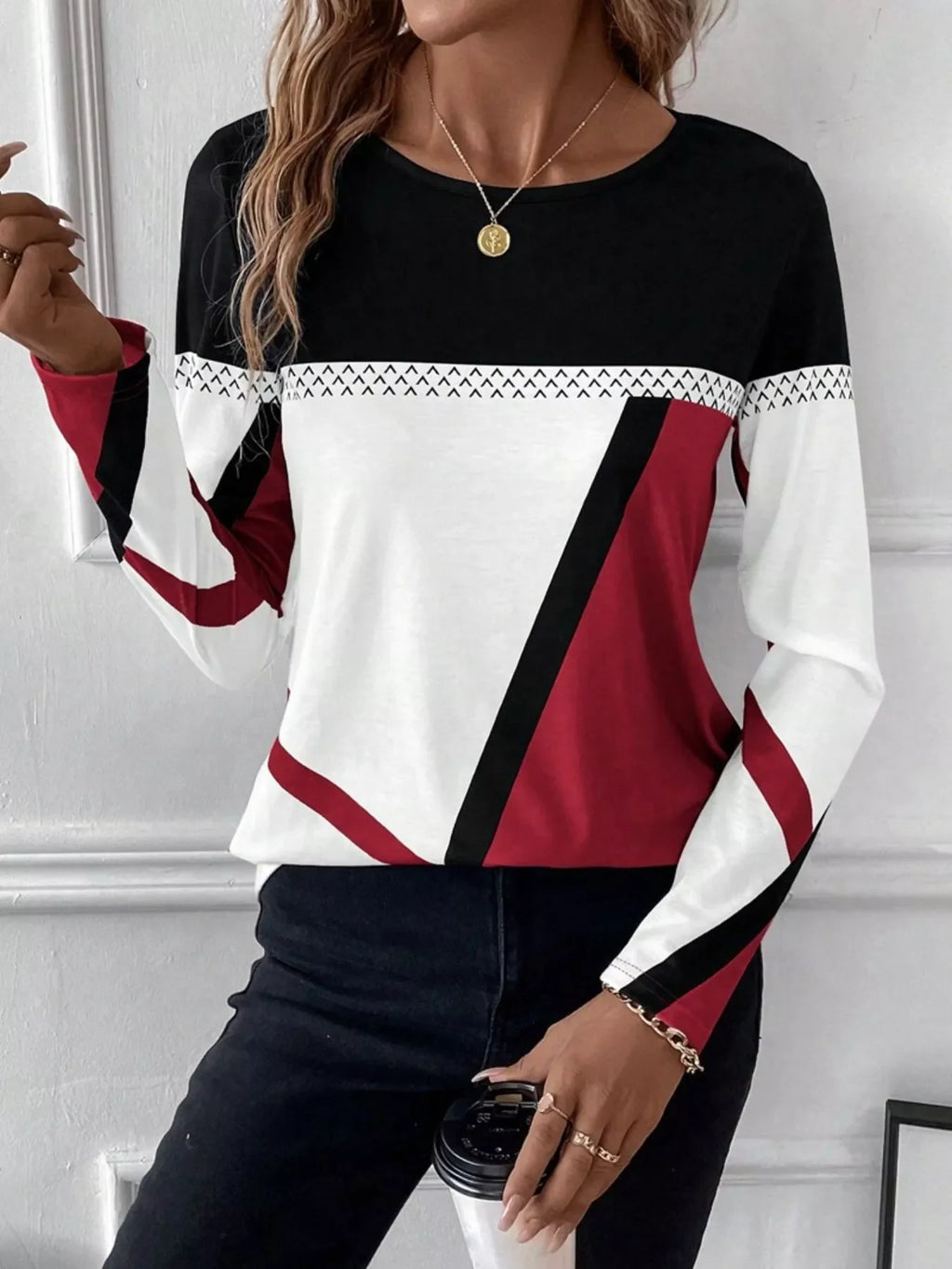 Color Block Long Sleeve T-Shirt
