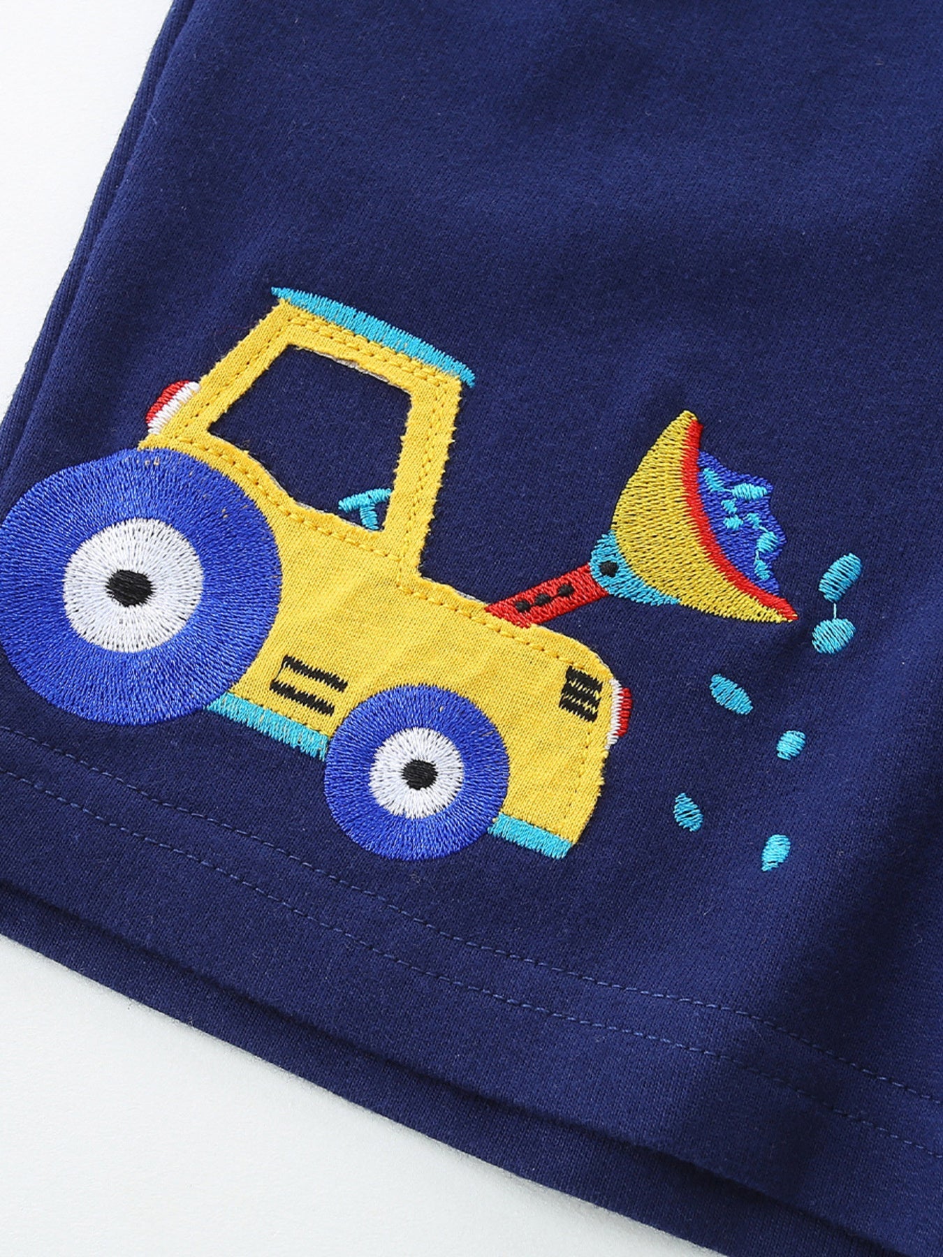 Children's Embroidered Construction Vehicle Shorts