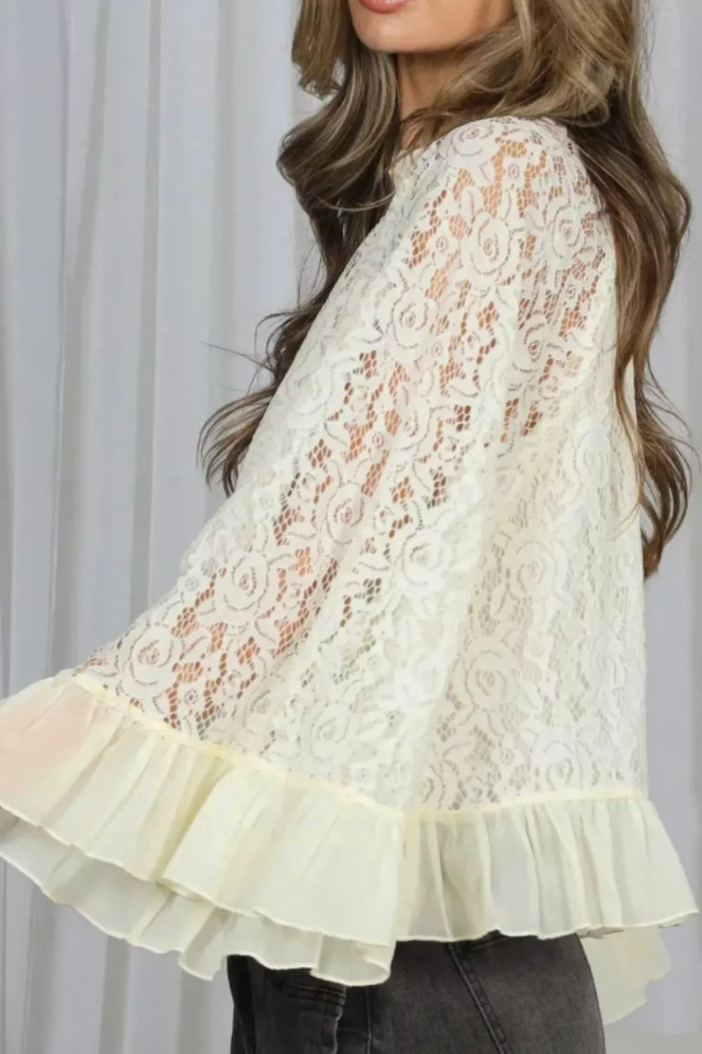 Lace Ruffled Hem Blouse