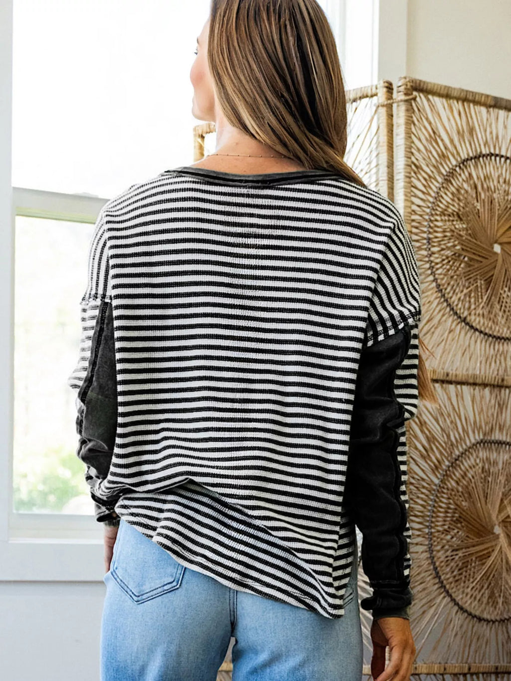 Striped Drop Shoulder Casual Top