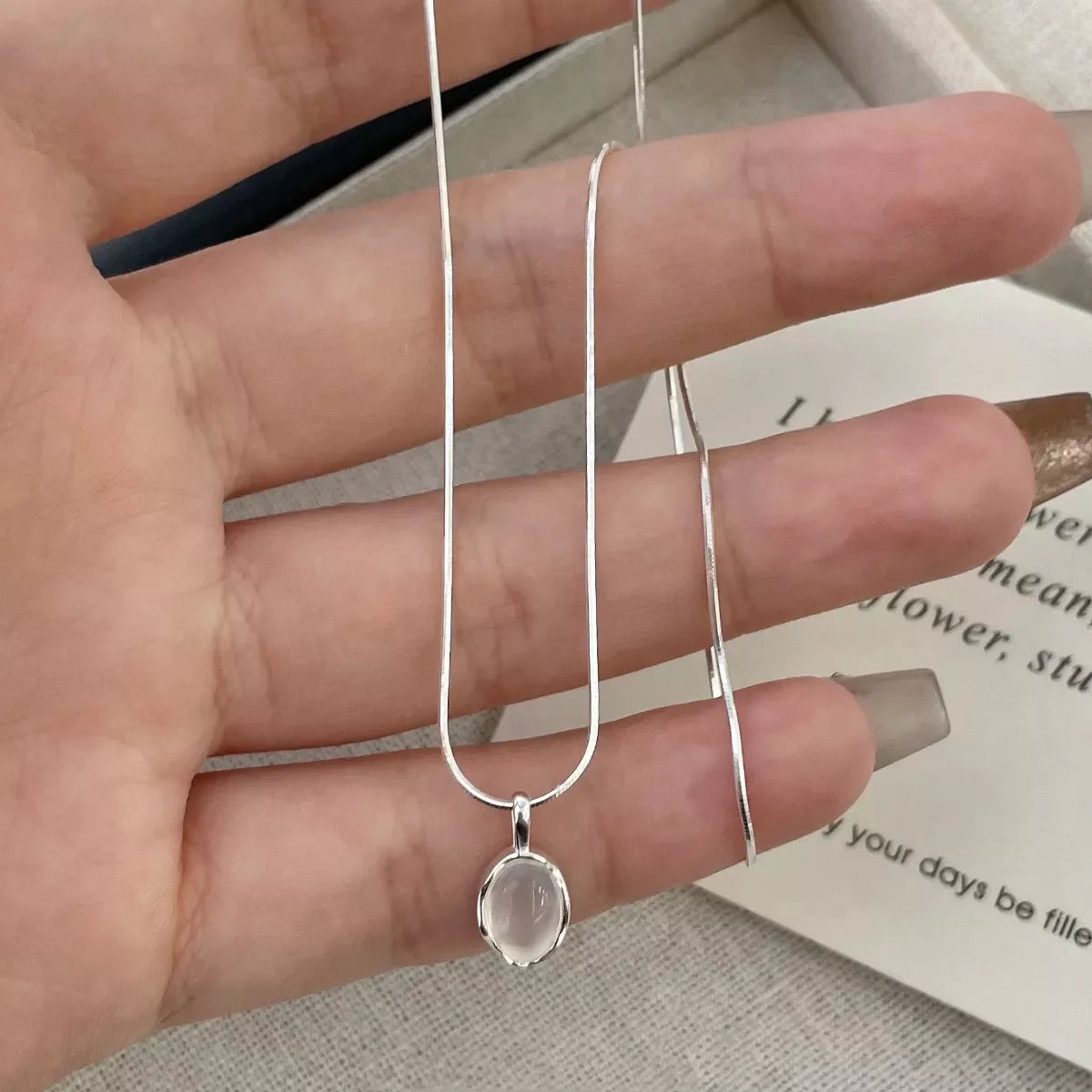 925 Sterling Silver Agate Pendant Necklace