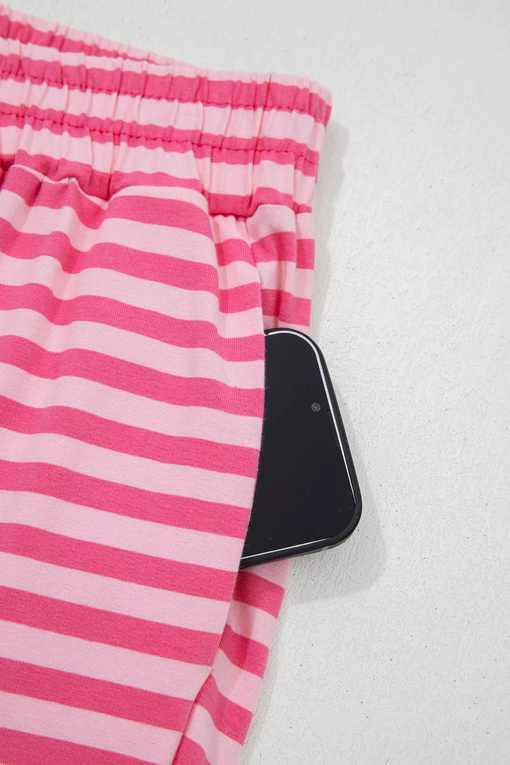Stripe Drop Shoulder Round Neck Top and Buttoned Straight Pants Two Piece Set