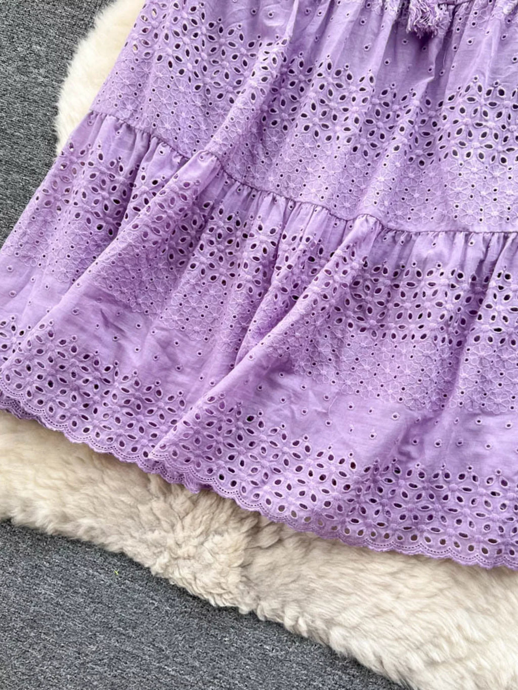 Eyelet Tiered Maxi Skirt