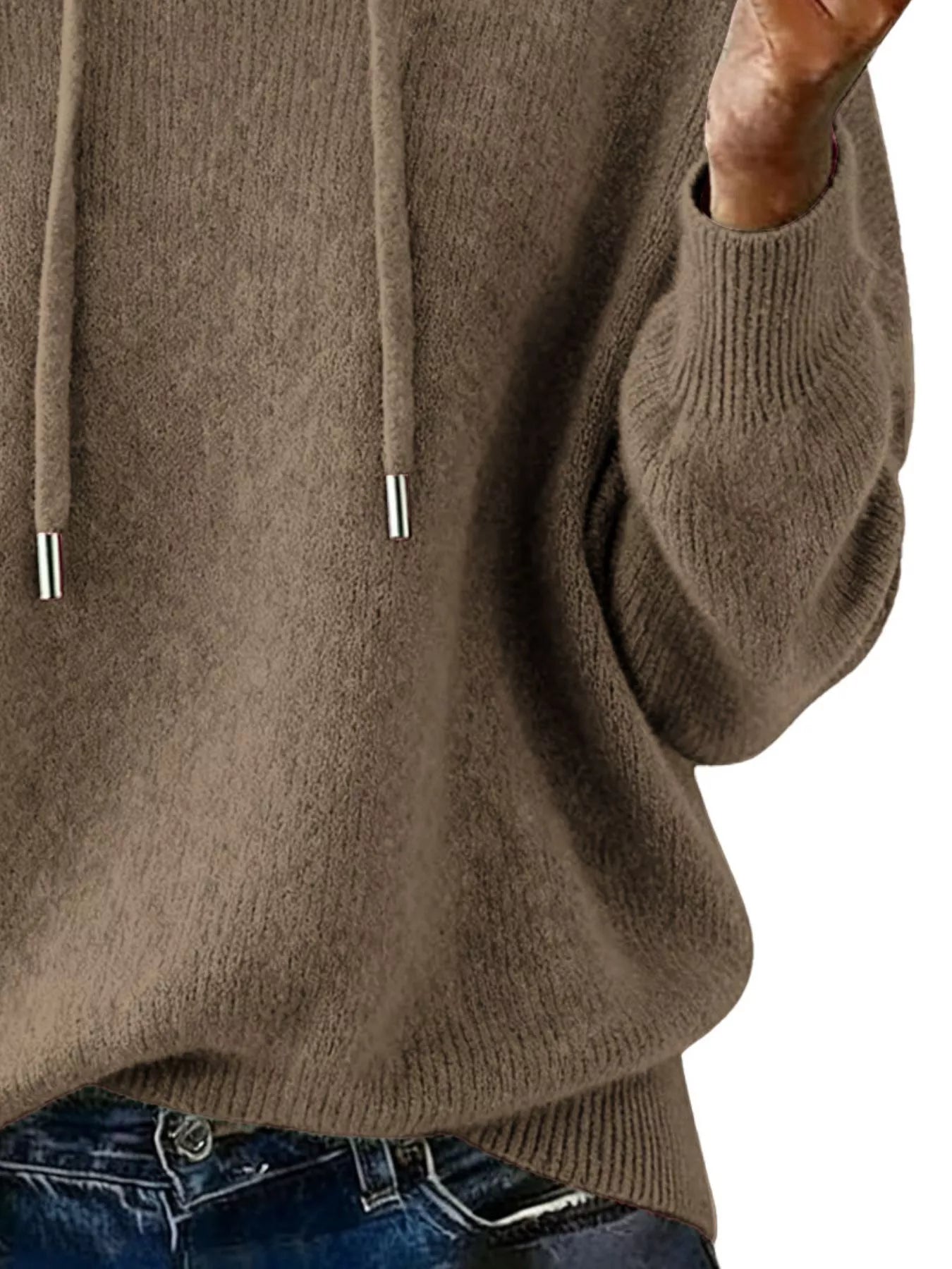 Drawstring Long Sleeve Hooded Sweater