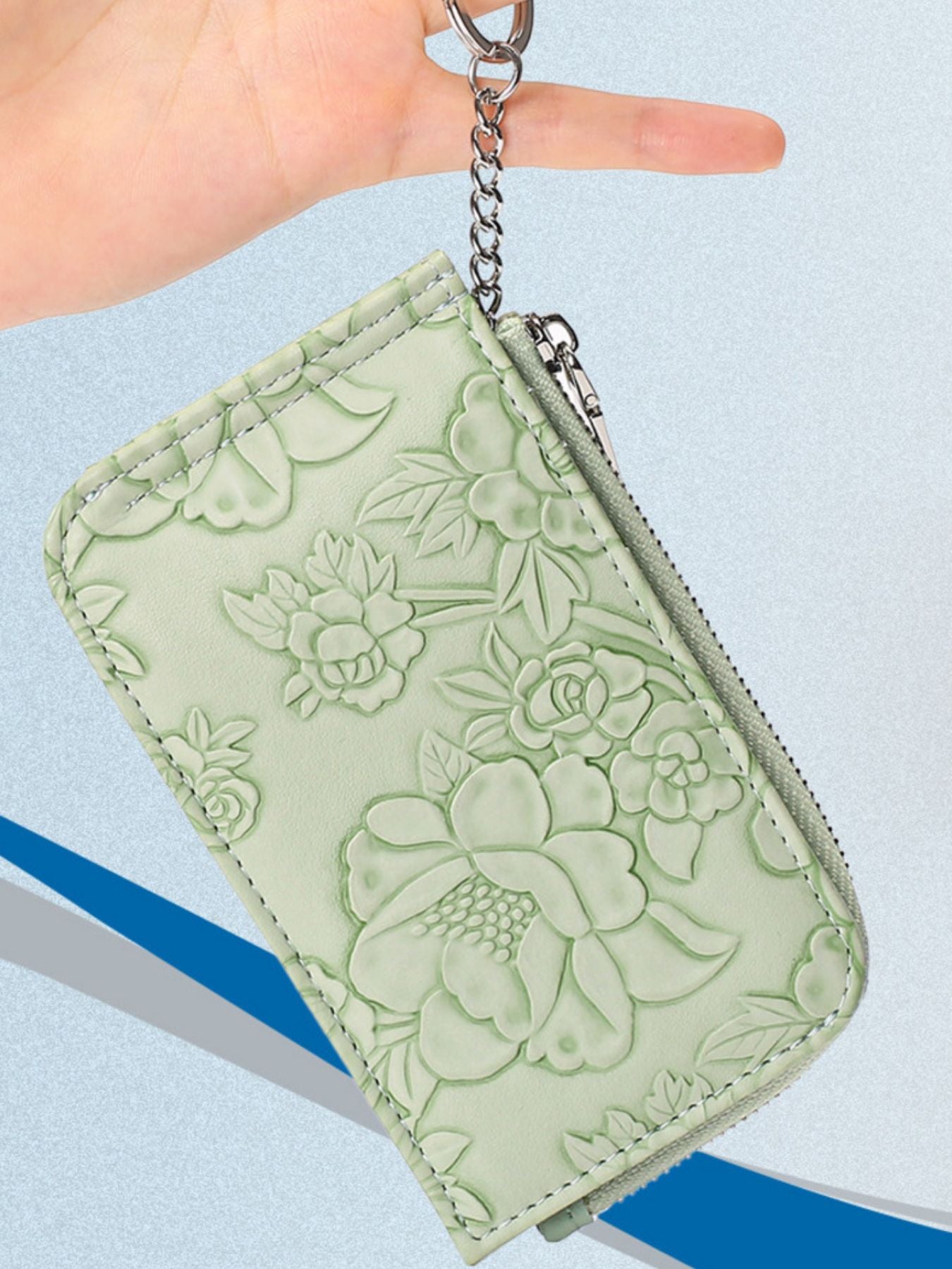 Embossed Floral Leather Bifold Wallet