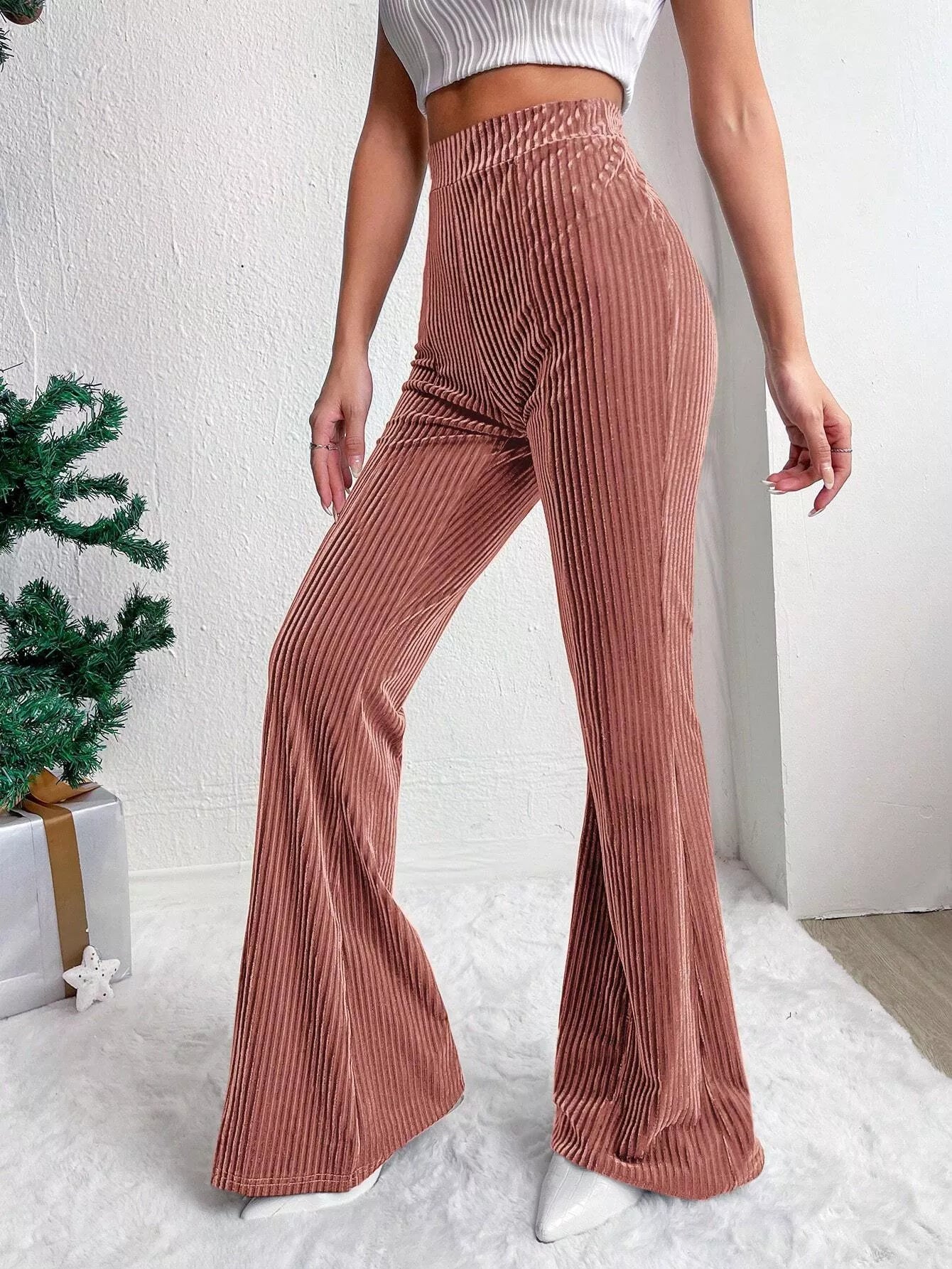 Corduroy High Waist Flare Pants