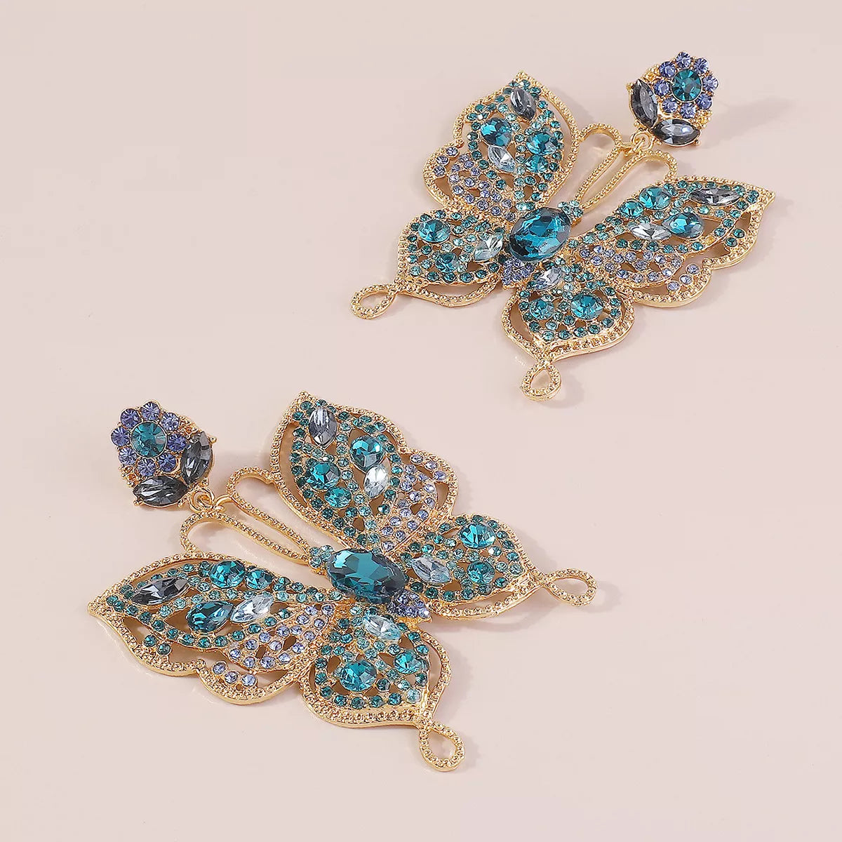 Butterfly Rhinestone Dangle Earrings