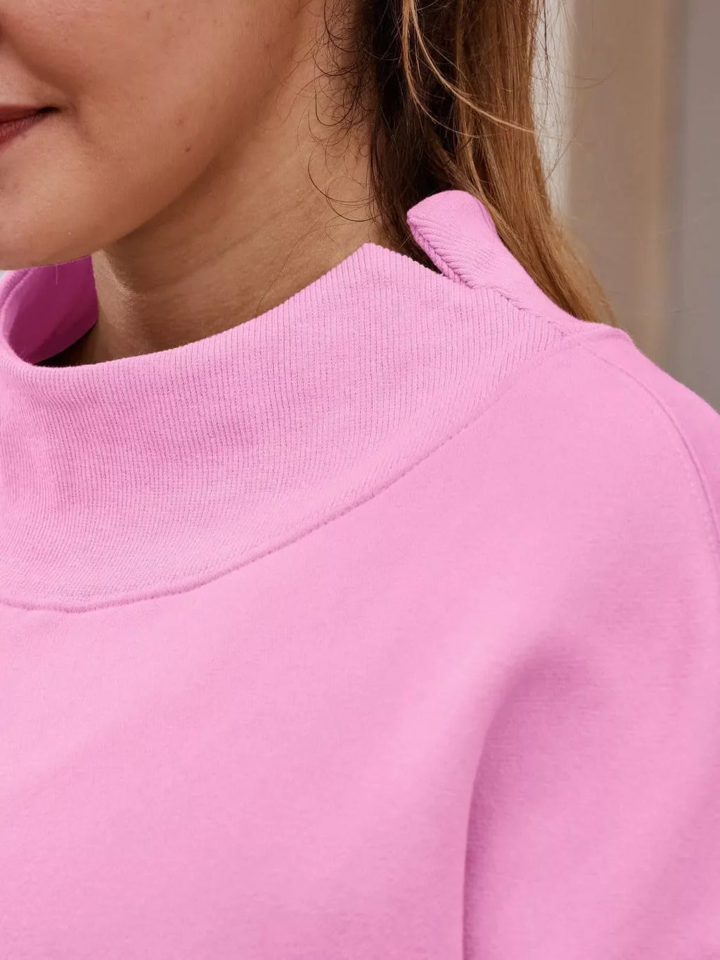 Mock Neck Dropped Shoulder Sweatshirt