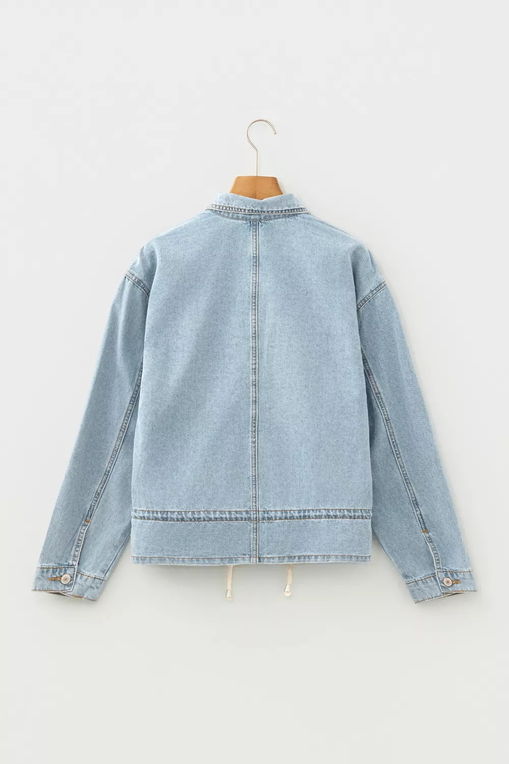 Draw-cord Hem Light Wash Denim Jacket