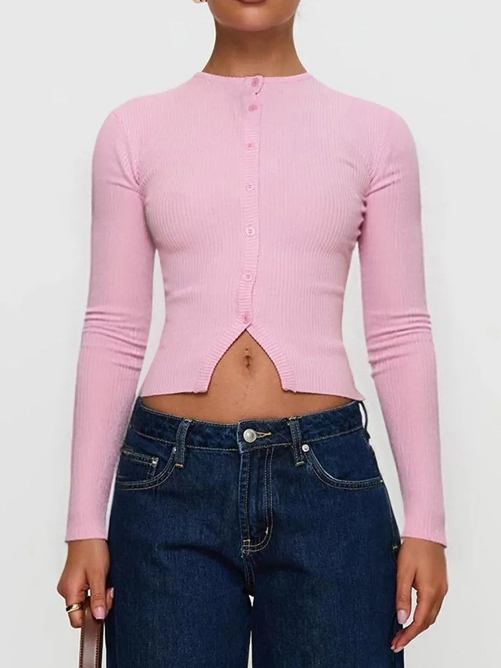 Ribbed Button-Up Cardigan