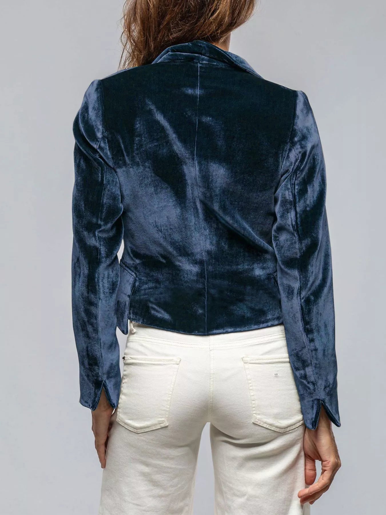 Velvet Lapel Collar One Button Blazer