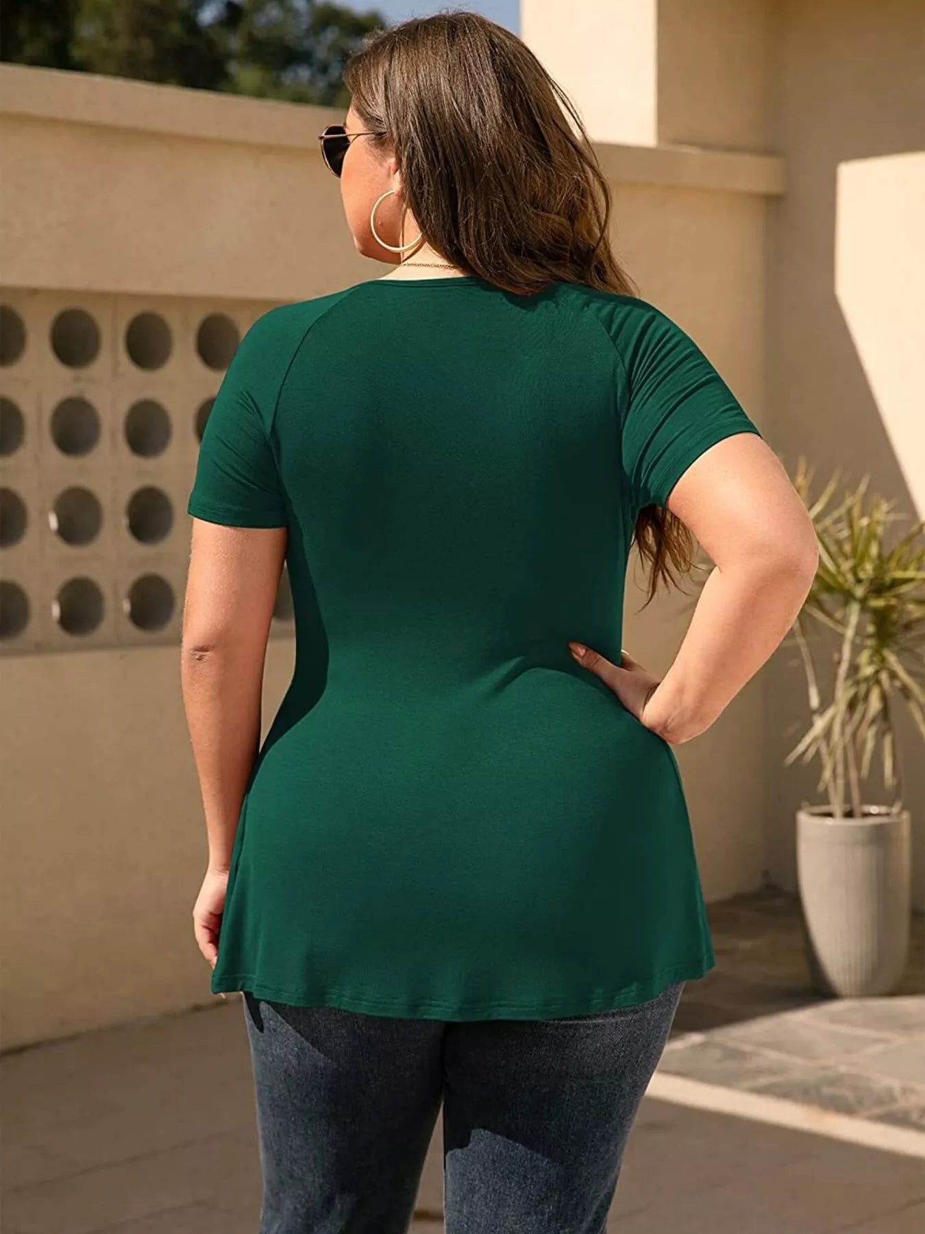 Plus Size Surplice Short Sleeve T-Shirt