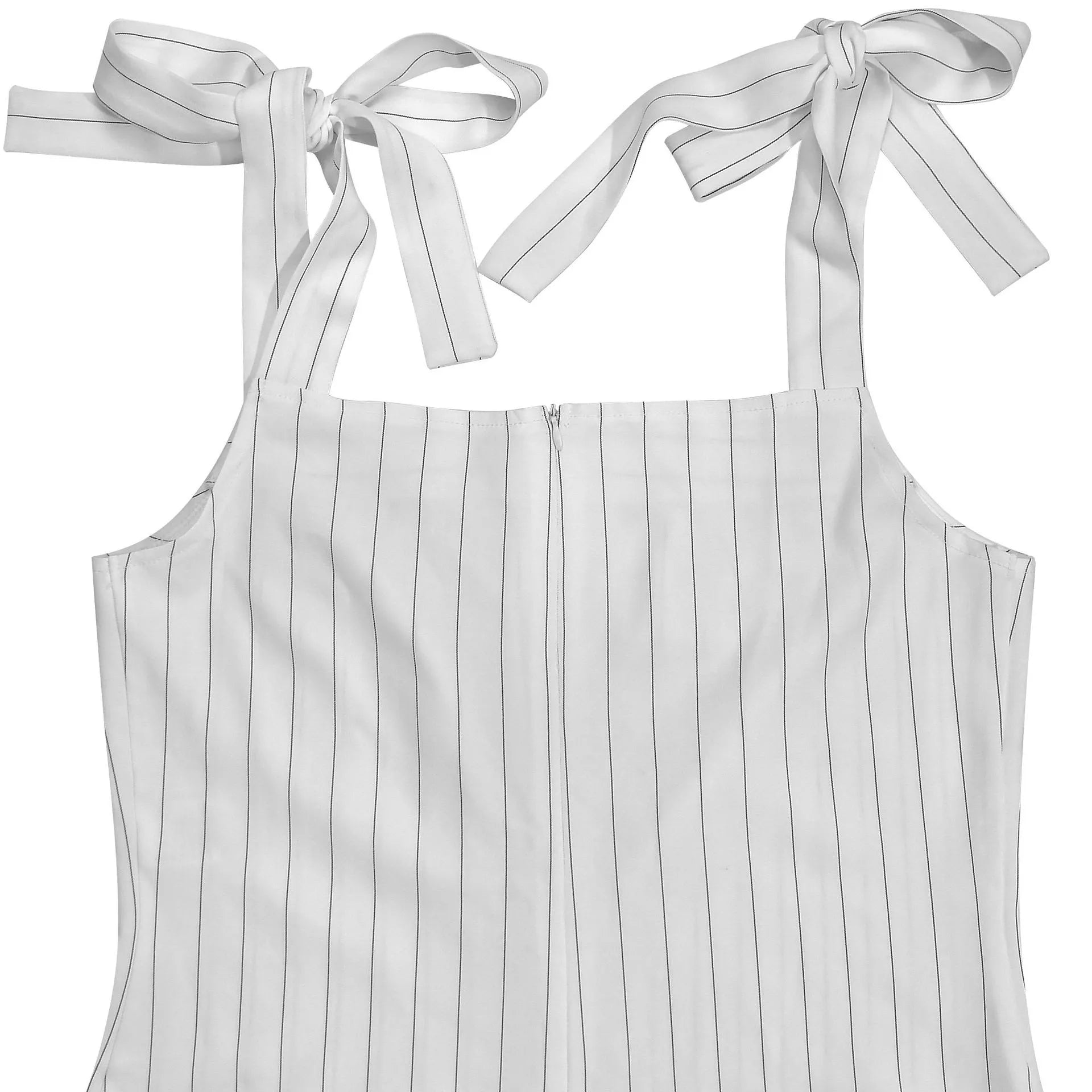 Striped Tie-Shoulder Wide Leg Jumpsuit